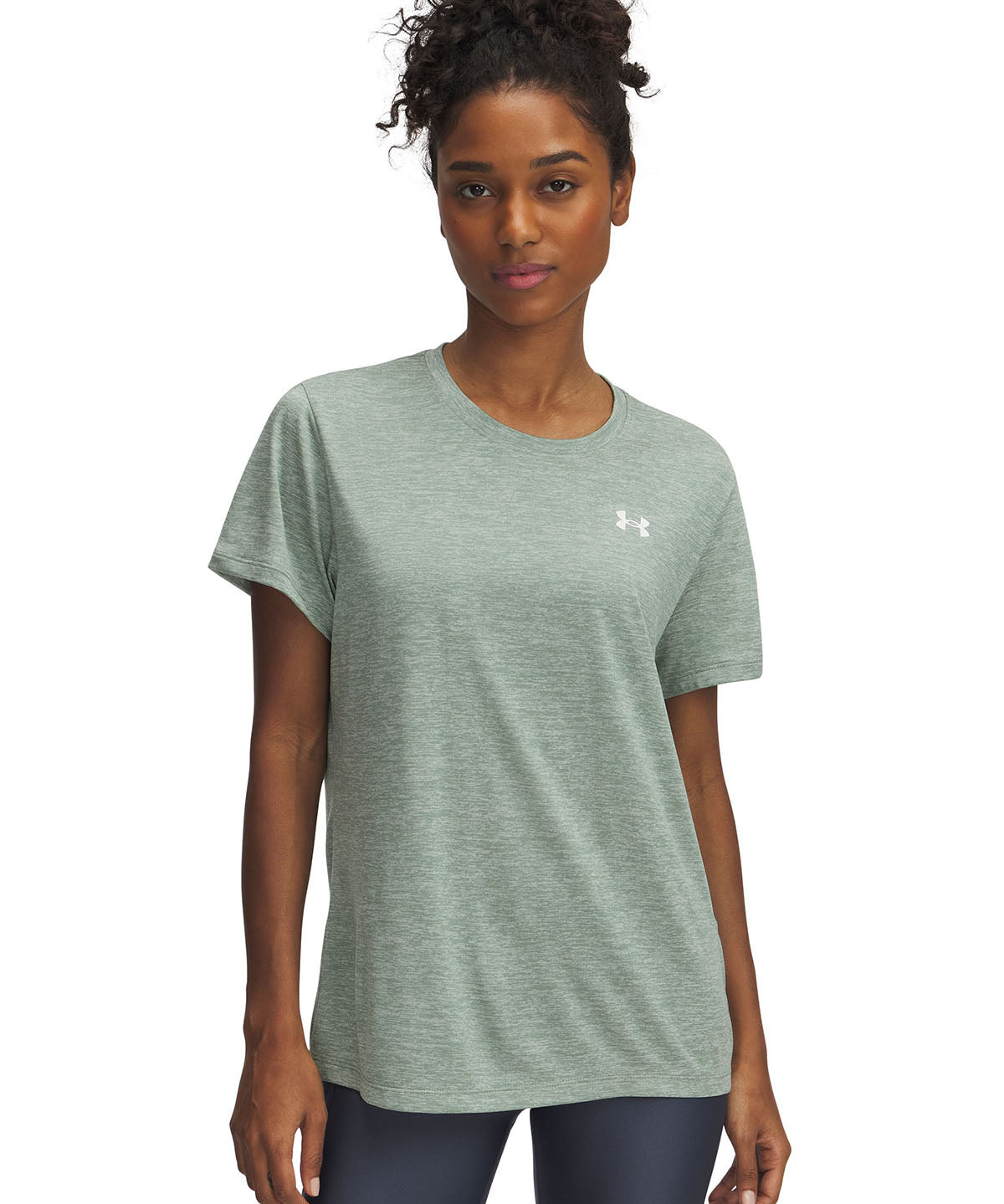 Polera manga corta Under Armour tech twist verde para mujer