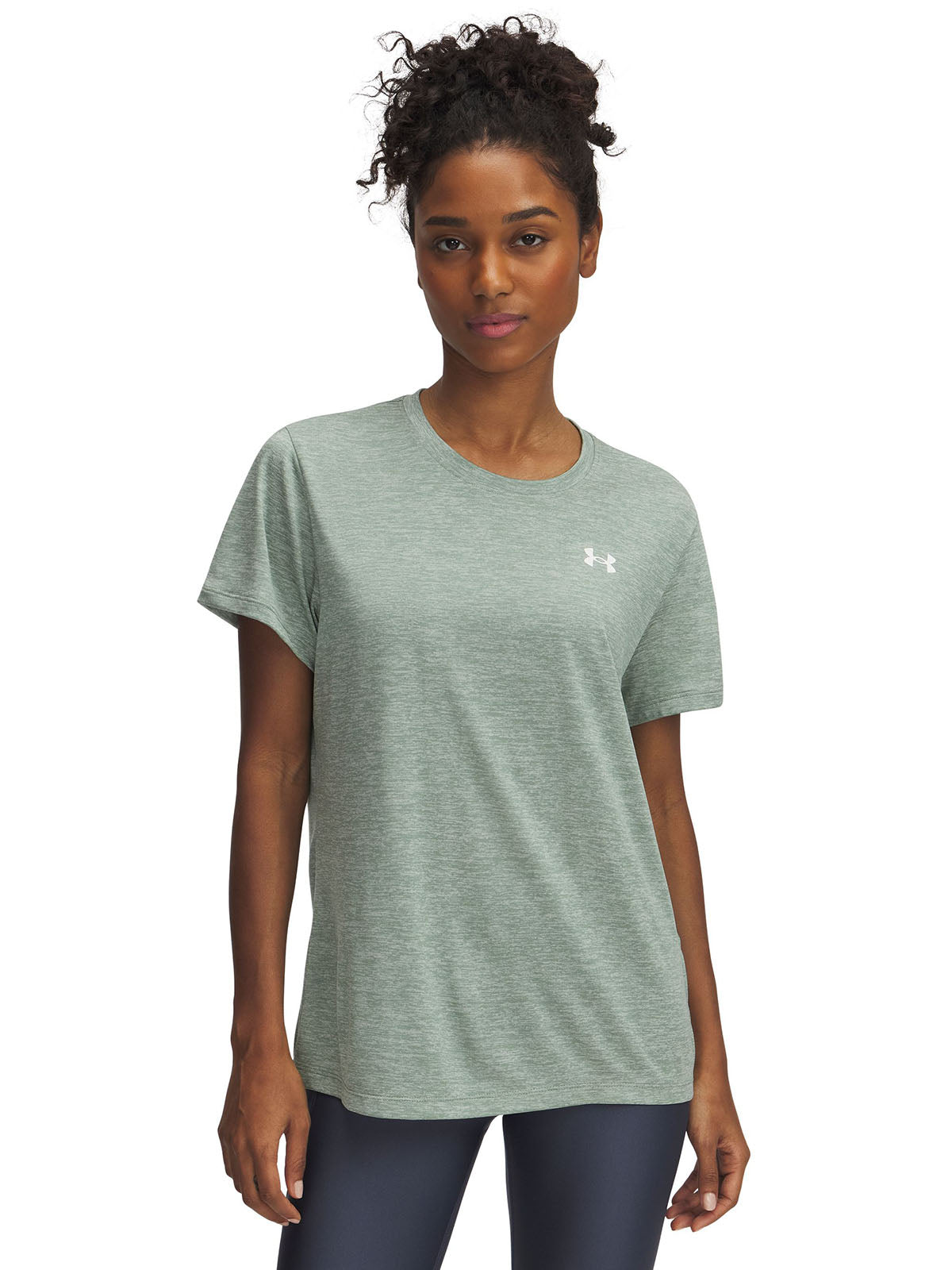 Polera manga corta Under Armour tech twist verde para mujer