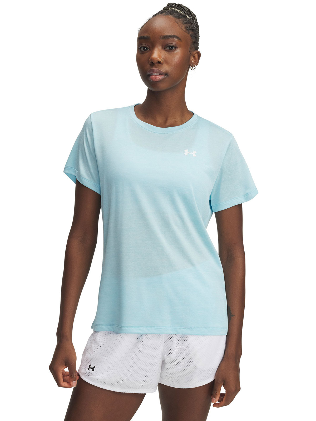 Polera manga corta Under Armour tech twist azul para mujer