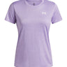 Polera manga corta de entrenamiento para mujer Tech Twist morado Under Armour