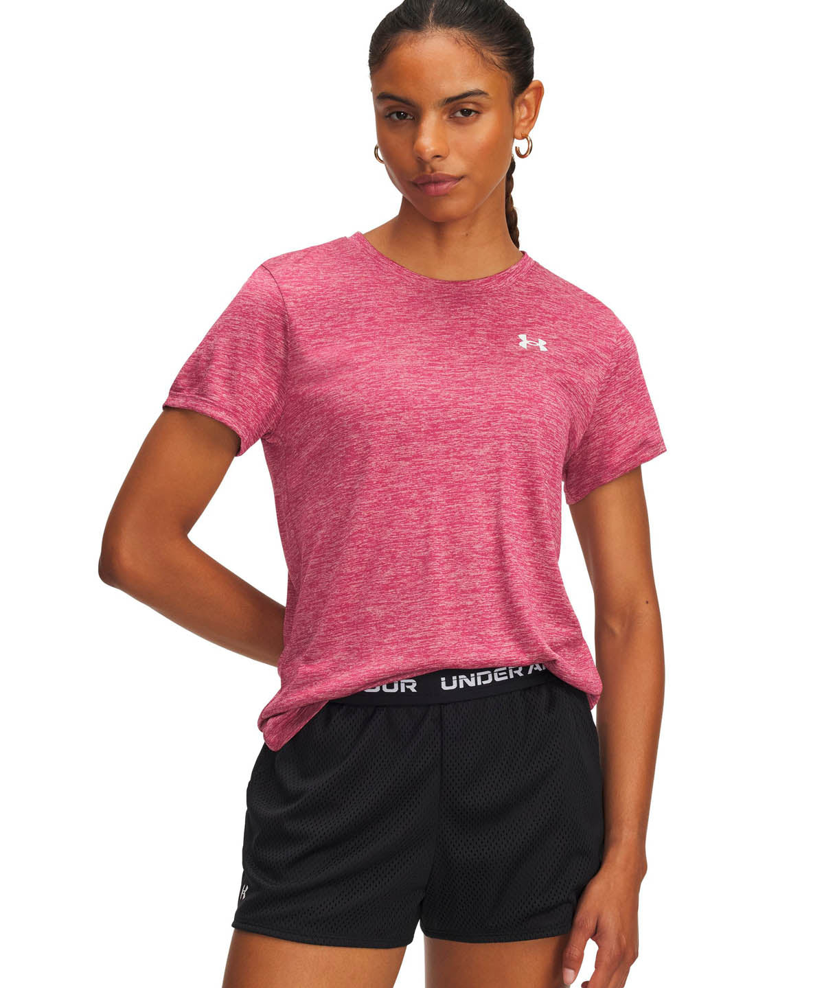 Polera manga corta de entrenamiento para mujer Tech Twist rojo Under Armour
