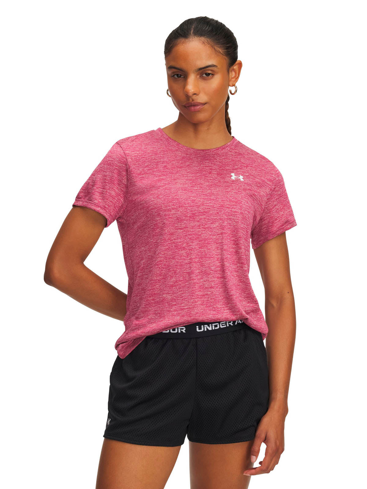 Polera manga corta de entrenamiento para mujer Tech Twist rojo Under Armour