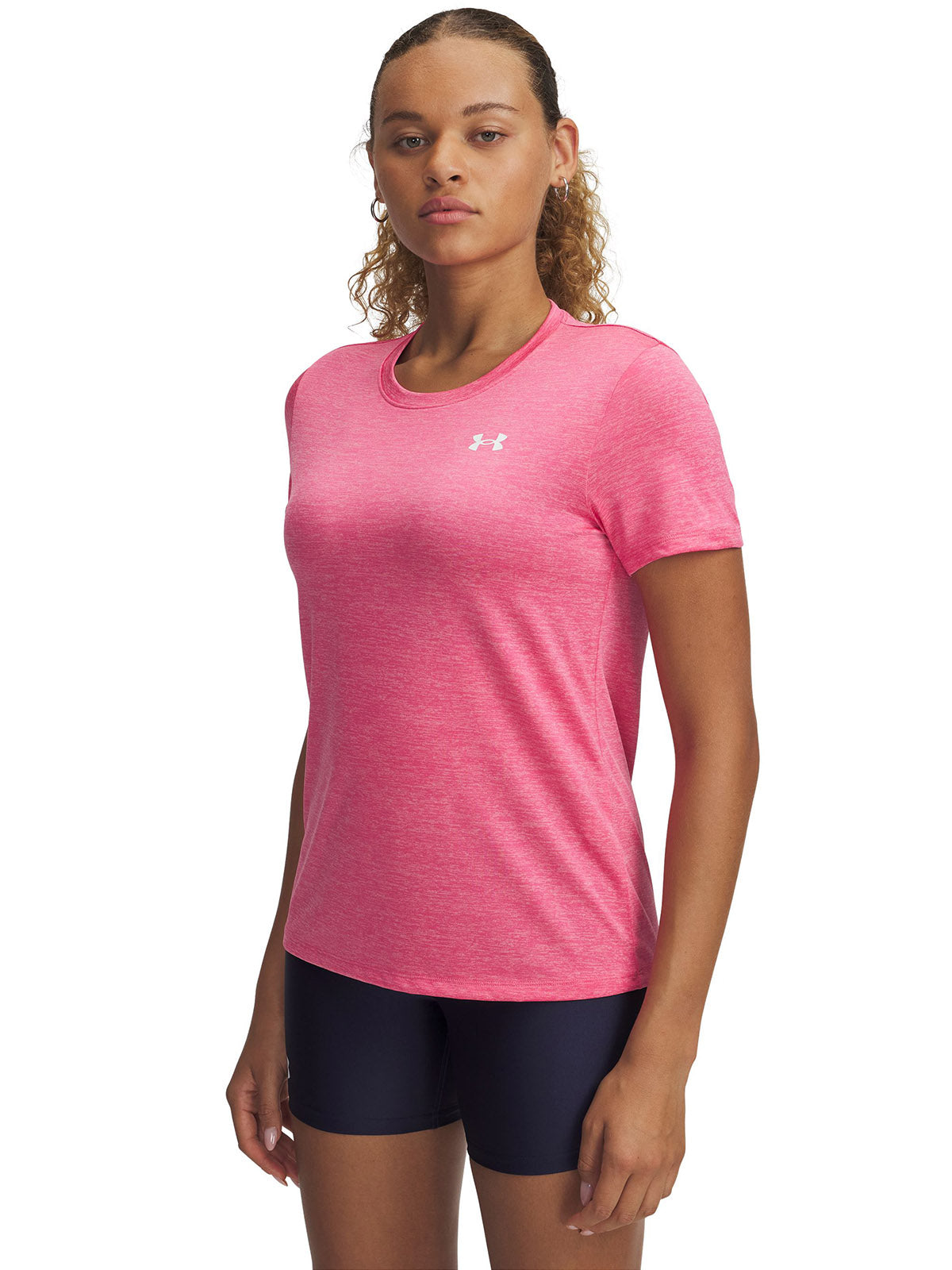 Polera manga corta Under Armour tech twist rosado para mujer