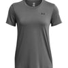 Polera manga corta Under Armour launch gris para mujer