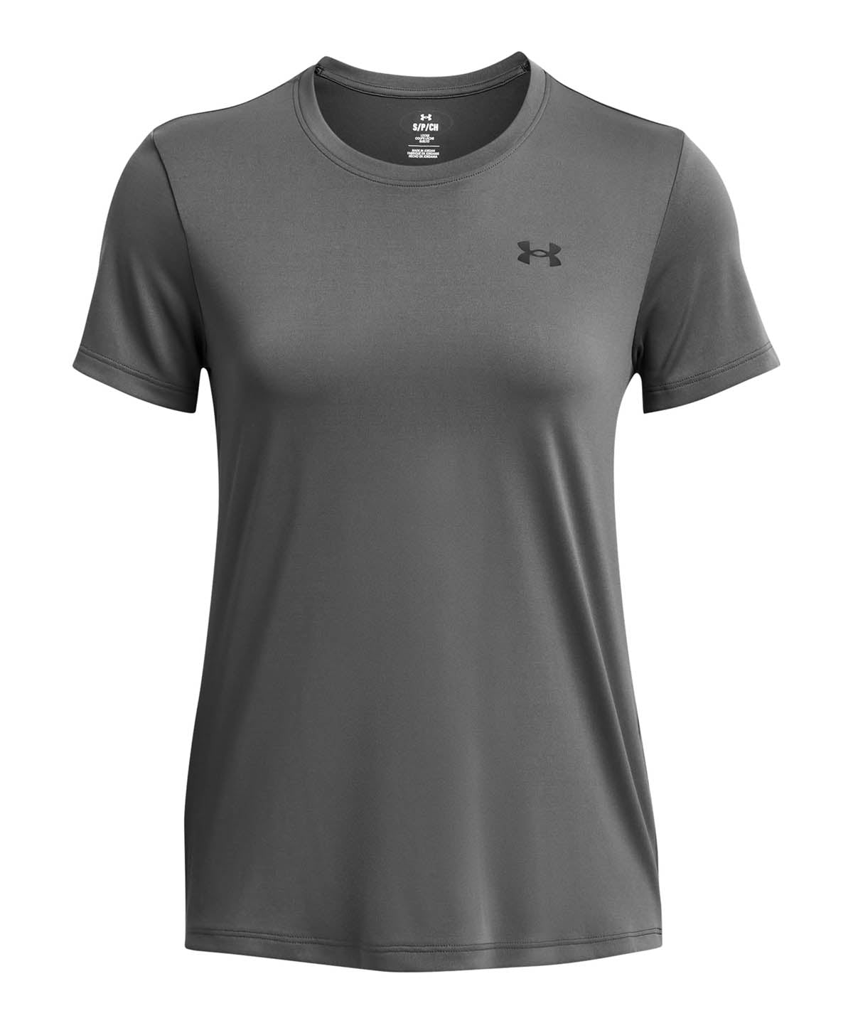 Polera manga corta Under Armour launch gris para mujer