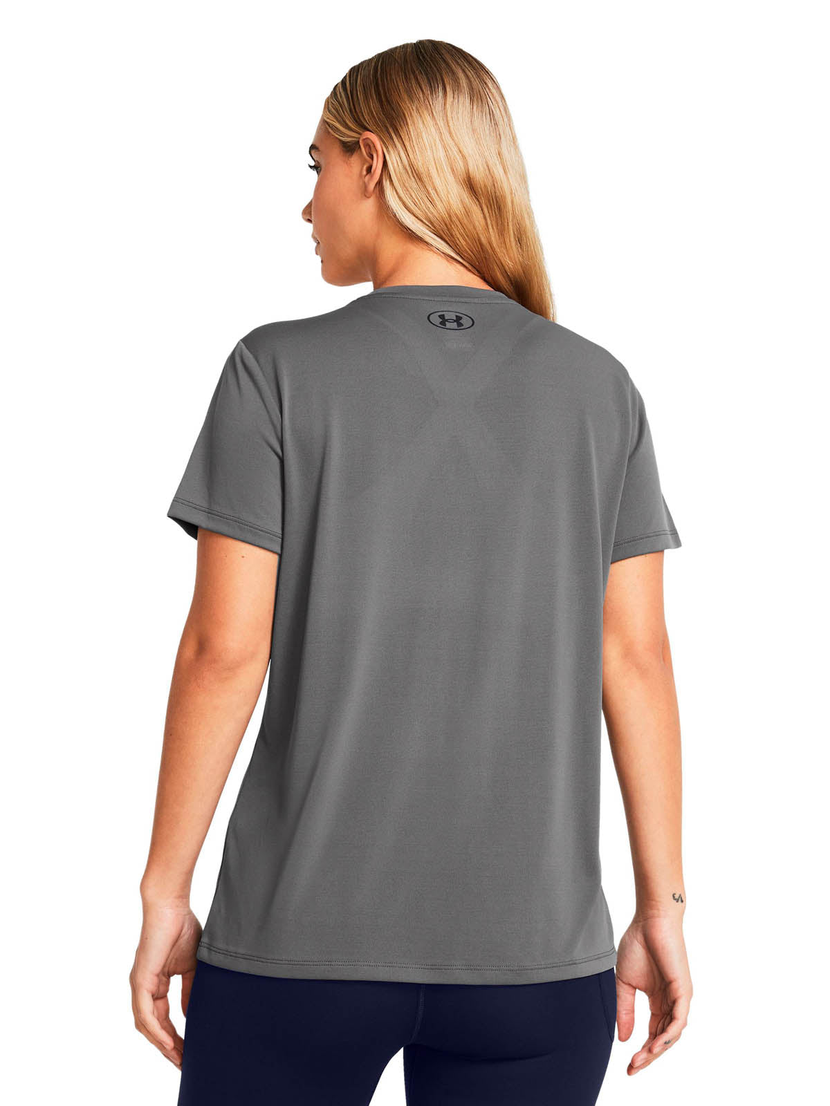 Polera manga corta Under Armour launch gris para mujer