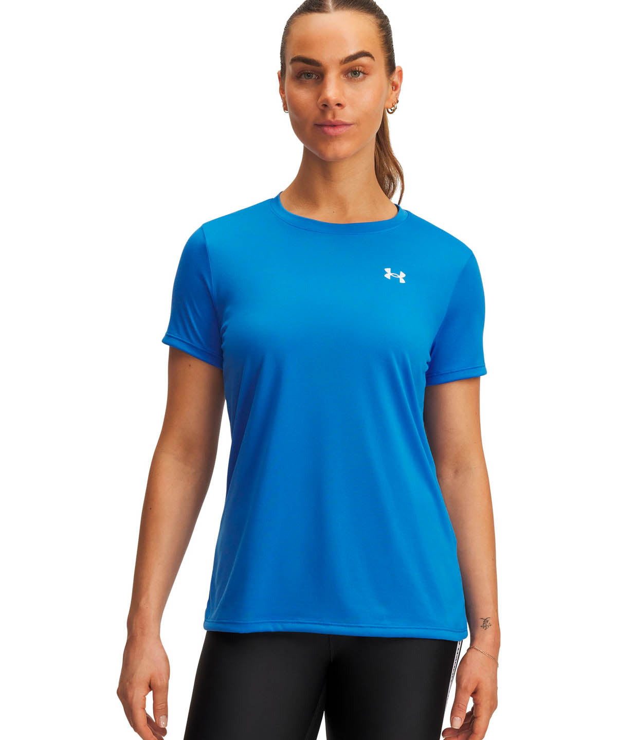 Polera manga corta de entrenamiento para mujer Tech azul Under Armour