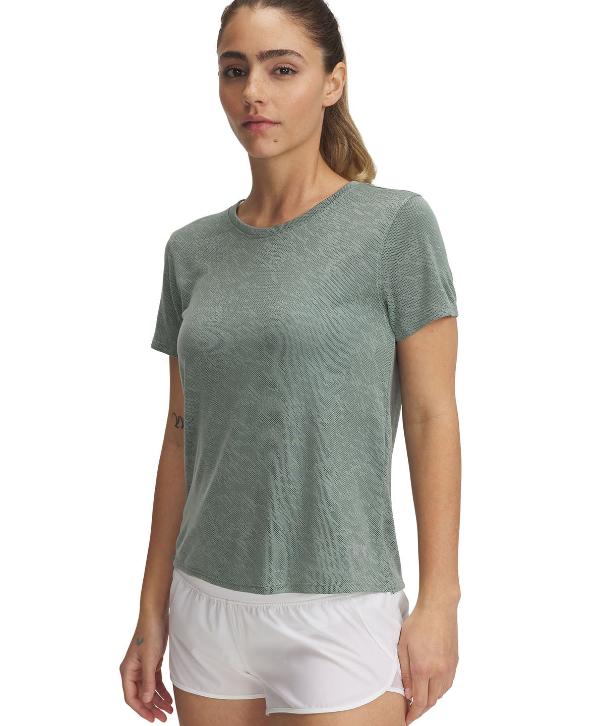 Polera manga corta UA Launch Camo verde para mujer