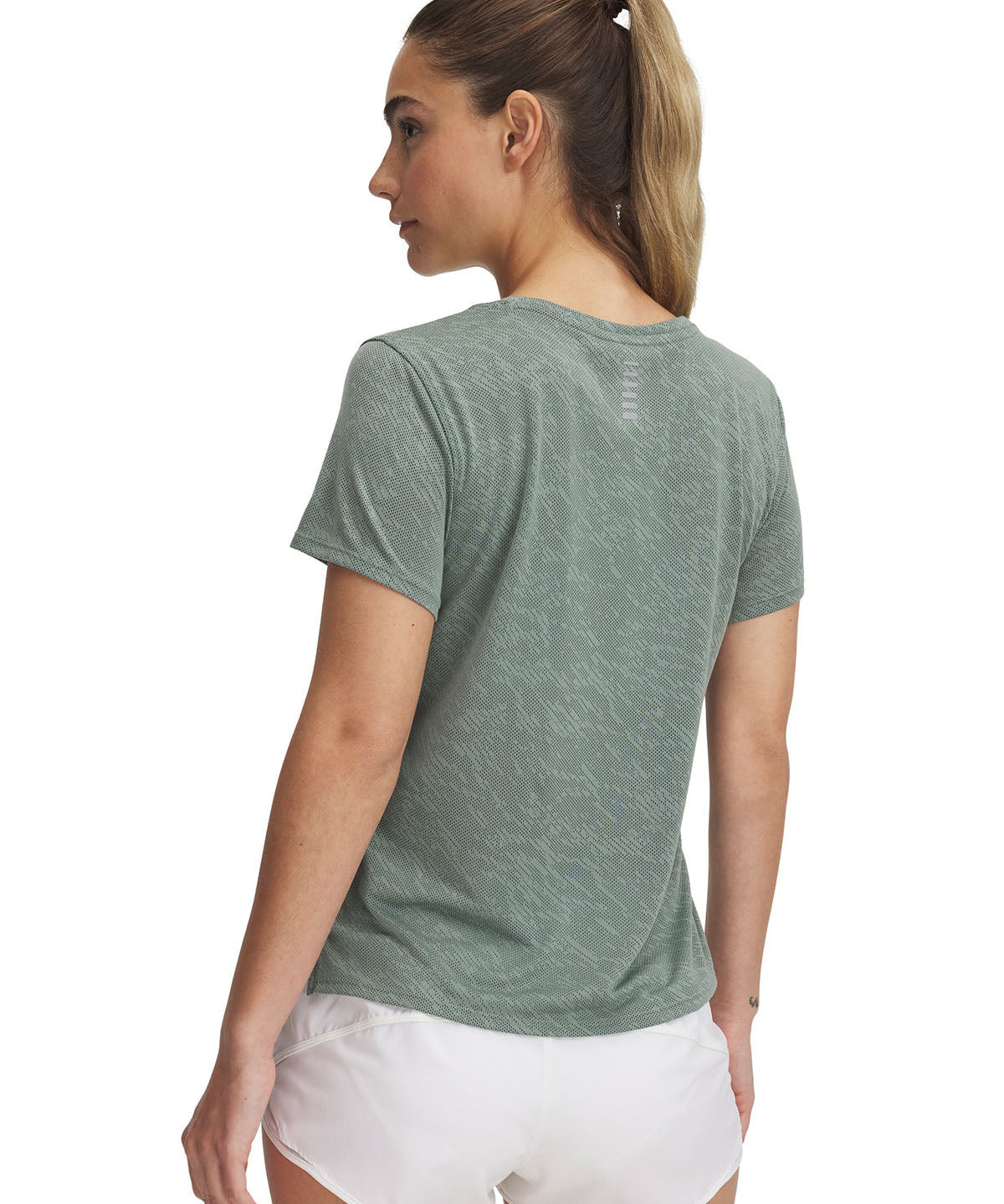 Polera manga corta UA Launch Camo verde para mujer