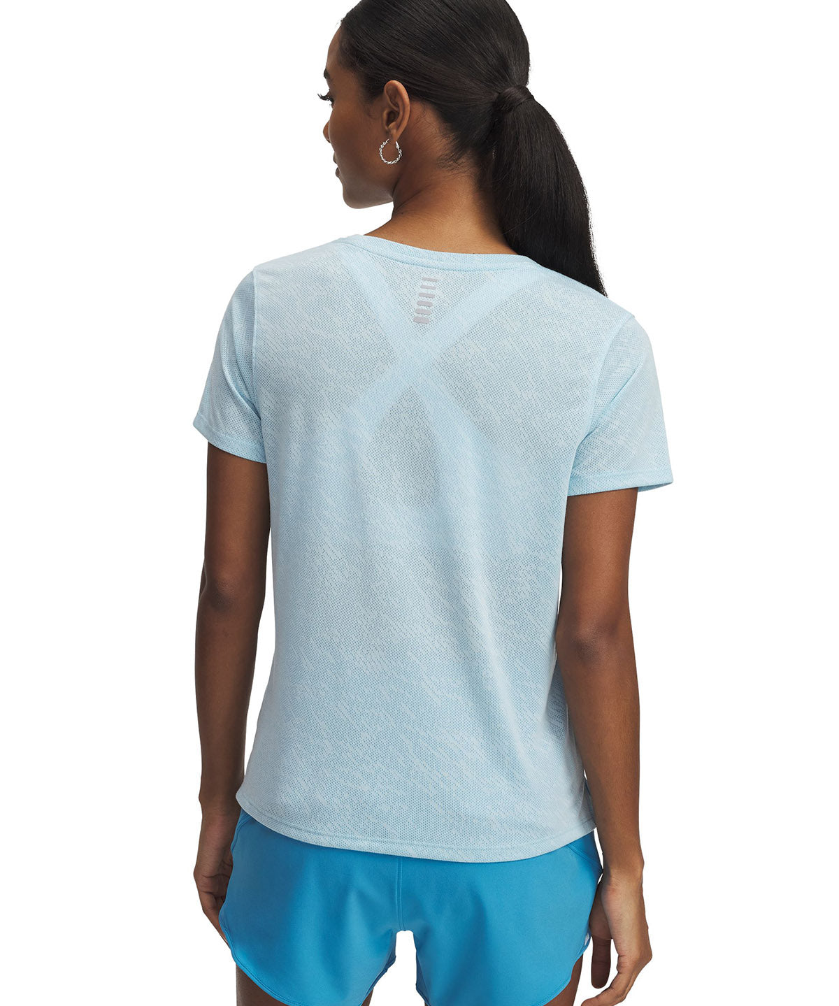 Polera manga corta Under Armour launch camo azul para mujer