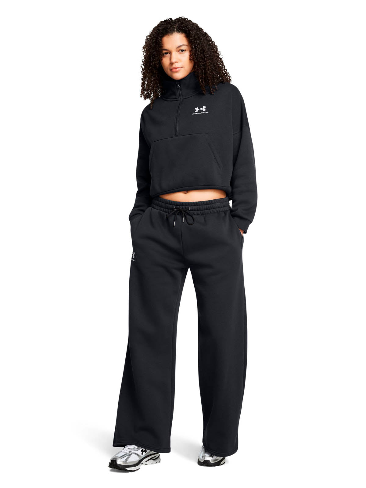 Polerón Lifestyle para mujer Icon Fleece Oversized ½ Zip negro Under Armour