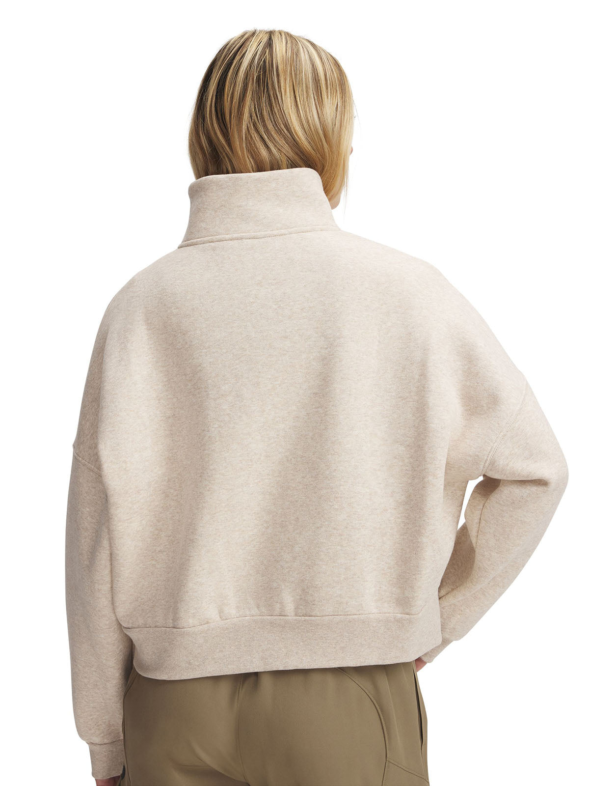 Polerón Under Armour Icon fleece oversized ½ cierre café para mujer