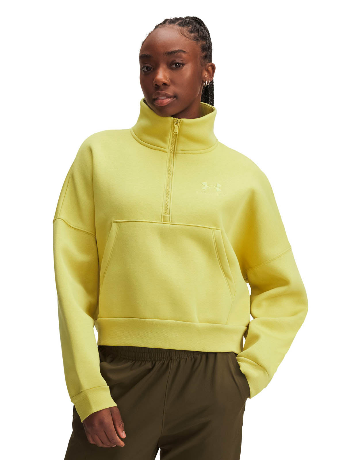 Polerón Lifestyle para mujer Icon Fleece Oversized ½ Zip amarillo Under Armour