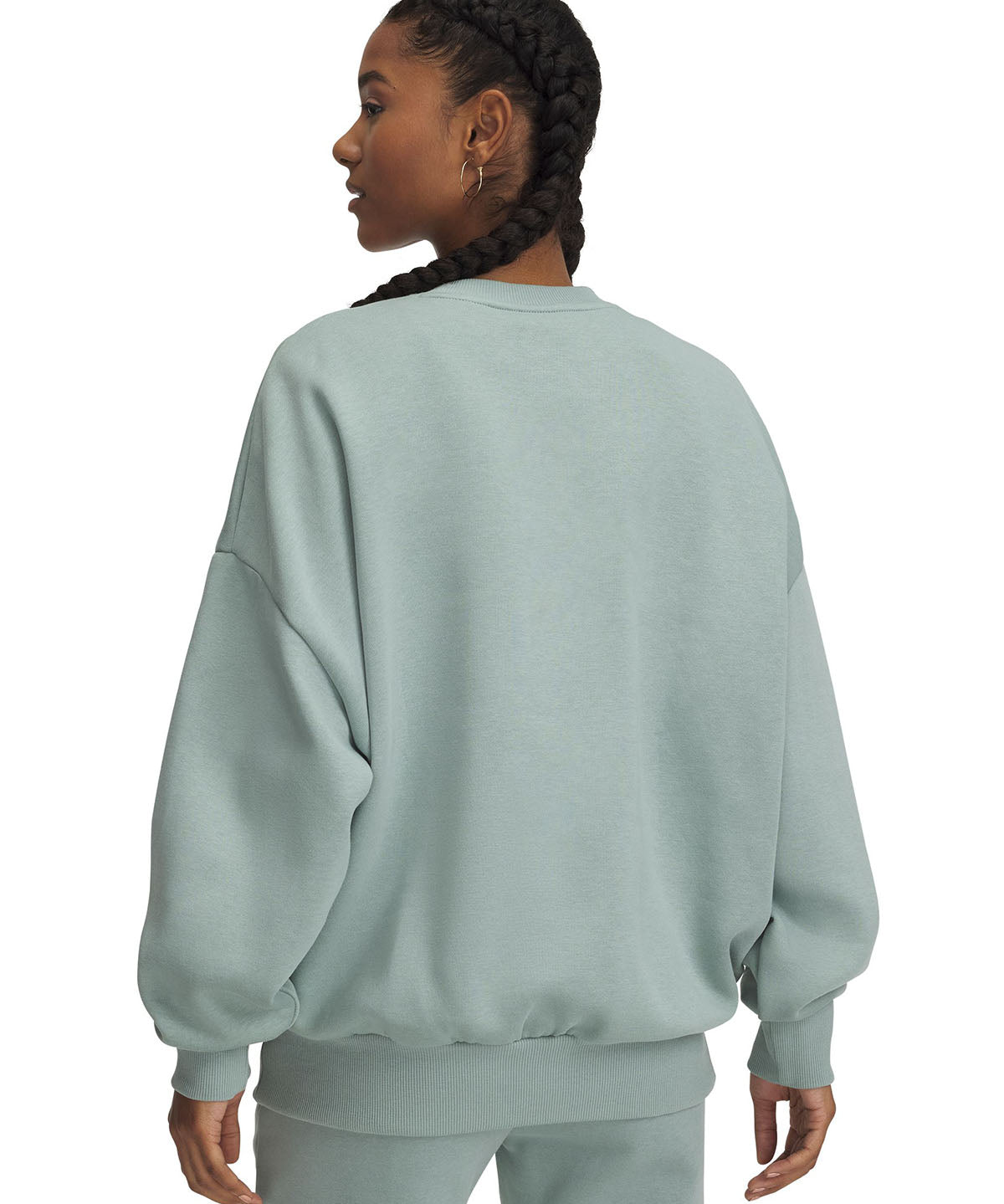 Polerón Under Armour Rival fleece oversized crew verde para mujer