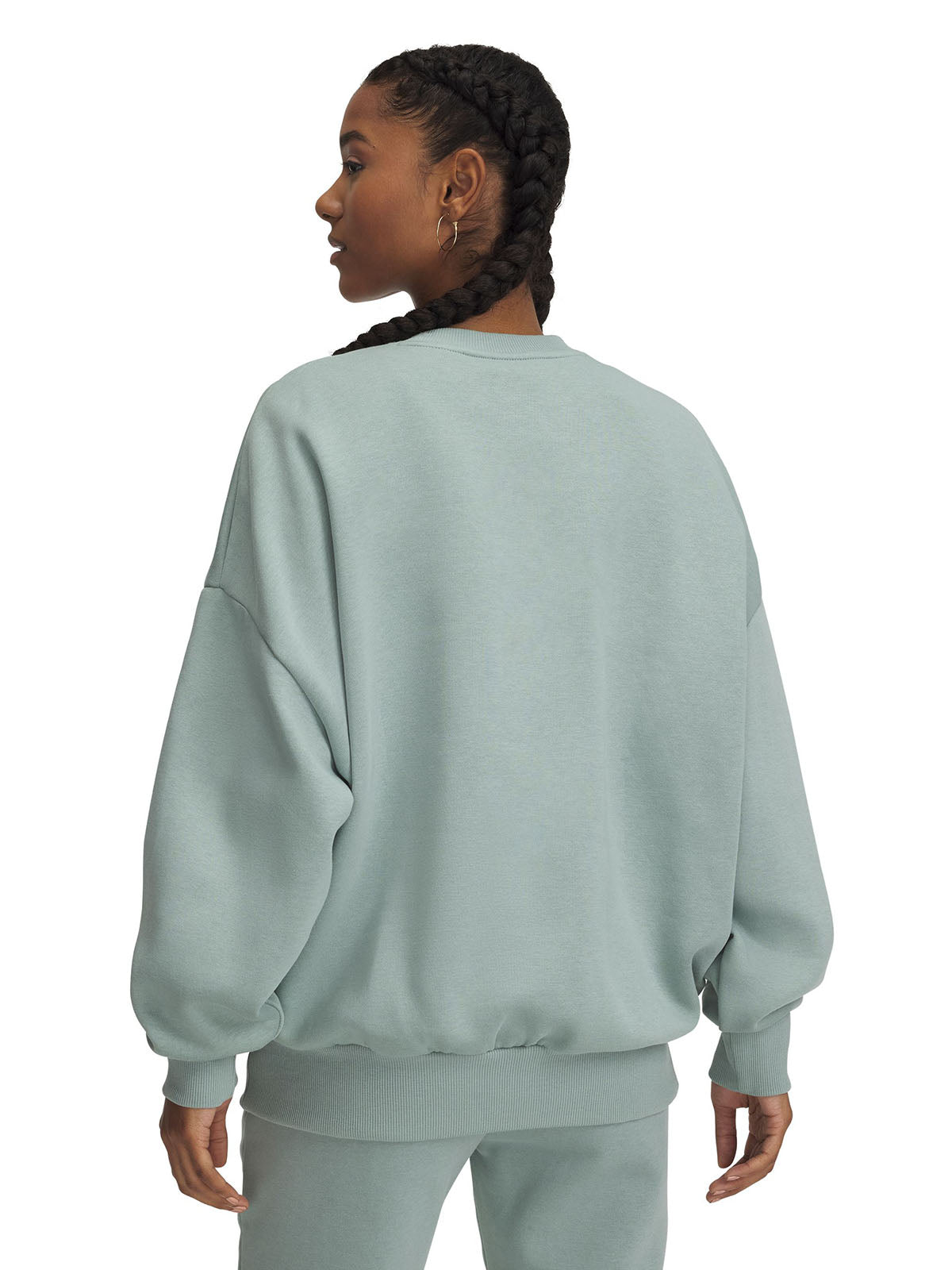 Polerón Under Armour Rival fleece oversized crew verde para mujer