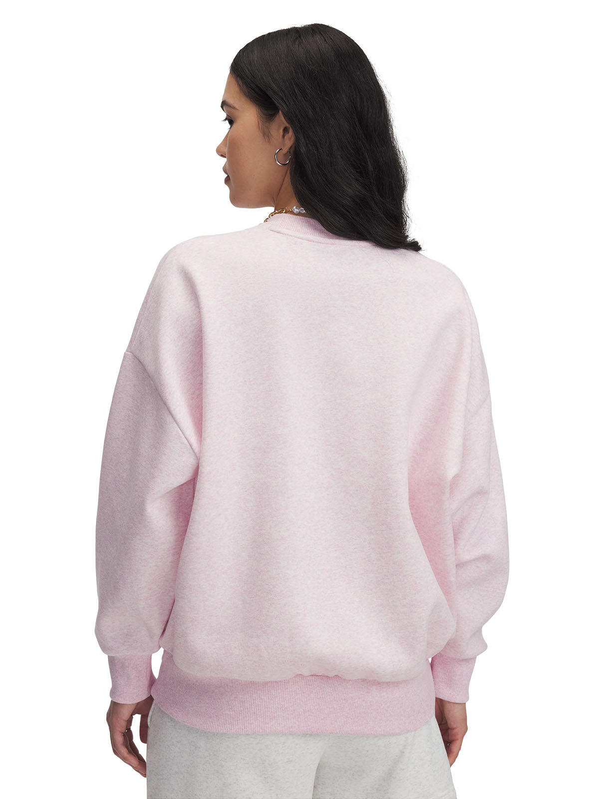Polerón Under Armour Rival fleece oversized crew rosado para mujer