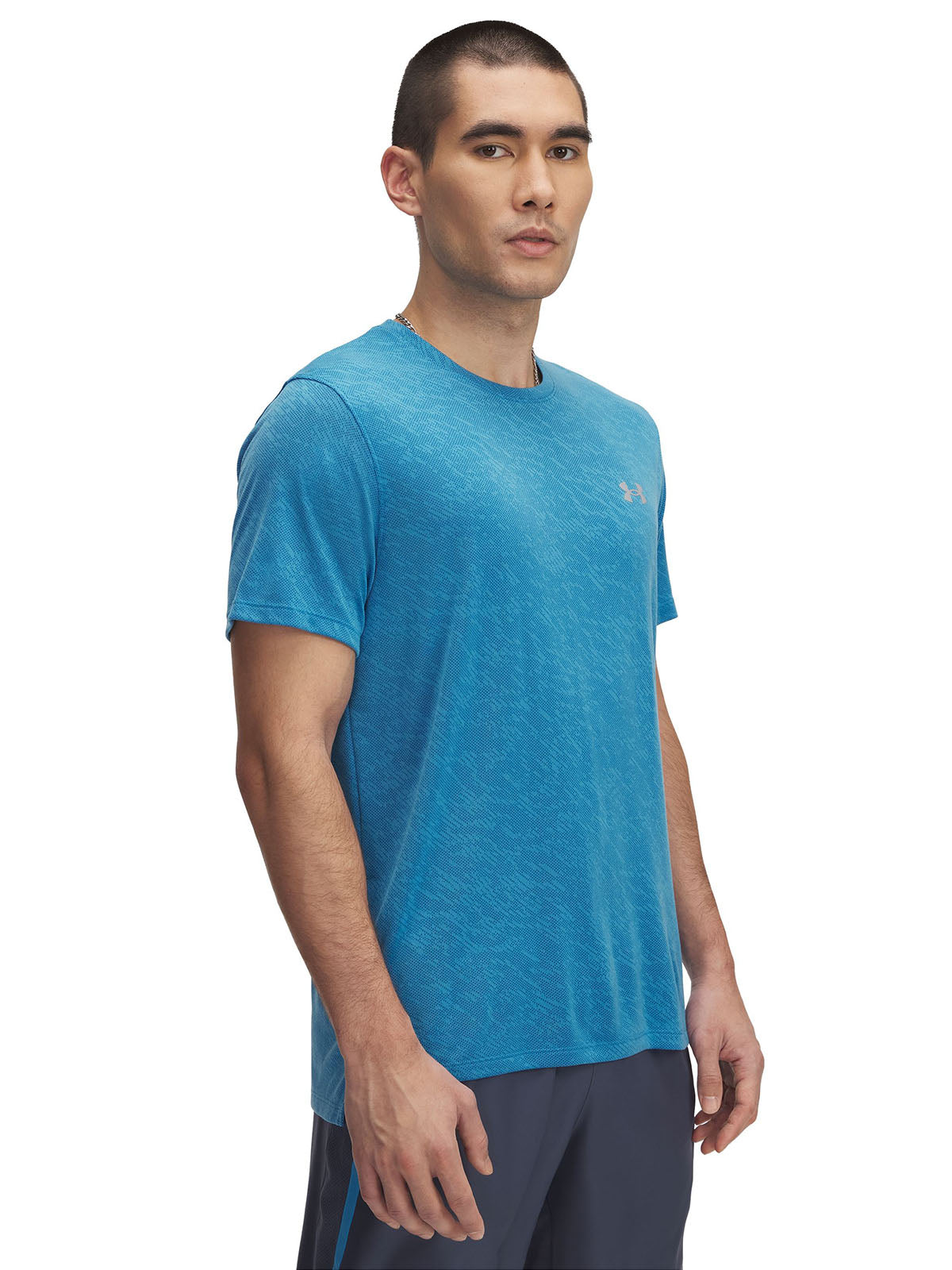 Polera manga corta Under Armour launch camo azul para hombre