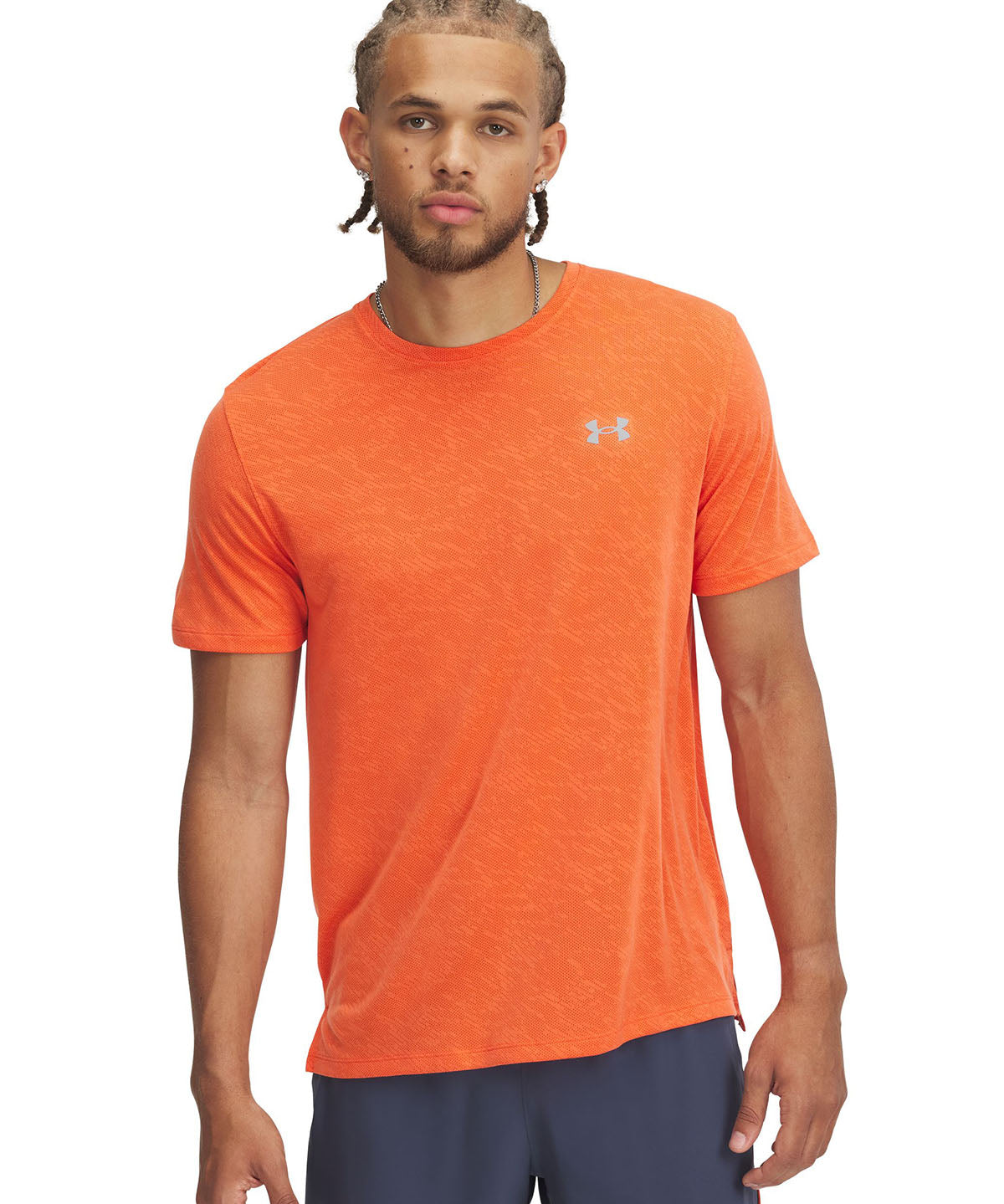 Polera manga corta Under Armour launch camo naranjo para hombre