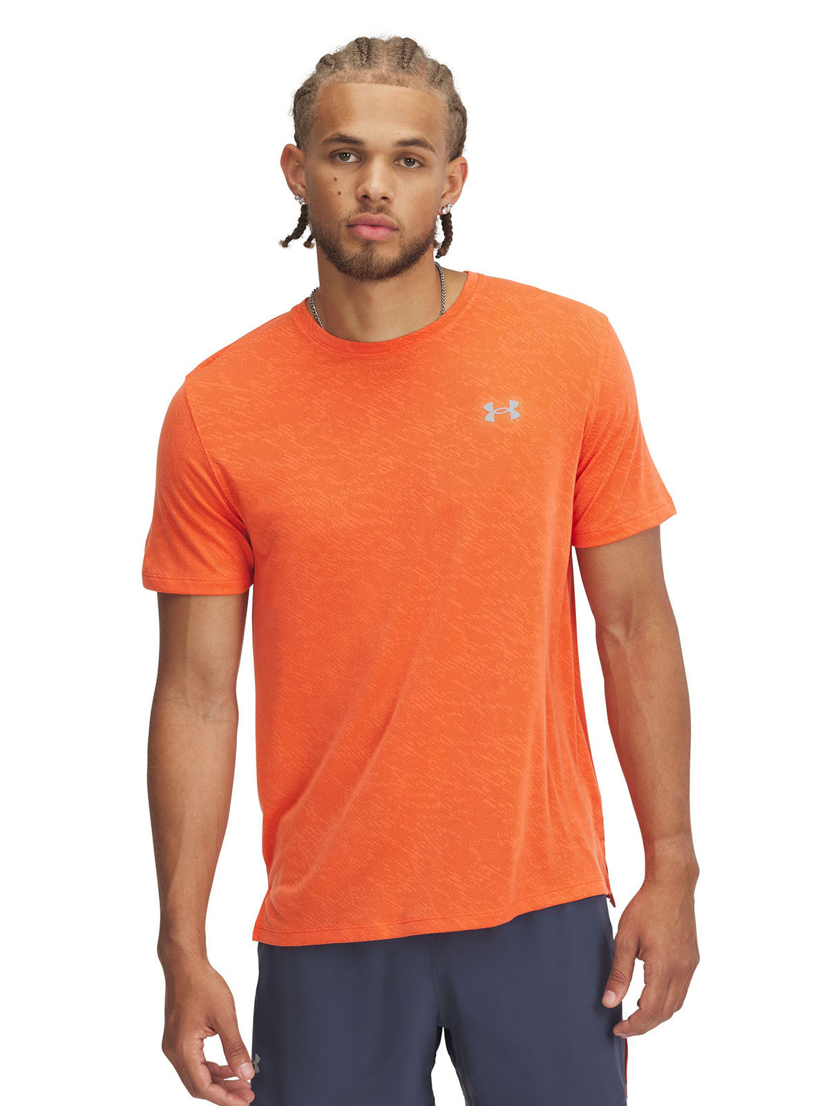 Polera manga corta Under Armour launch camo naranjo para hombre