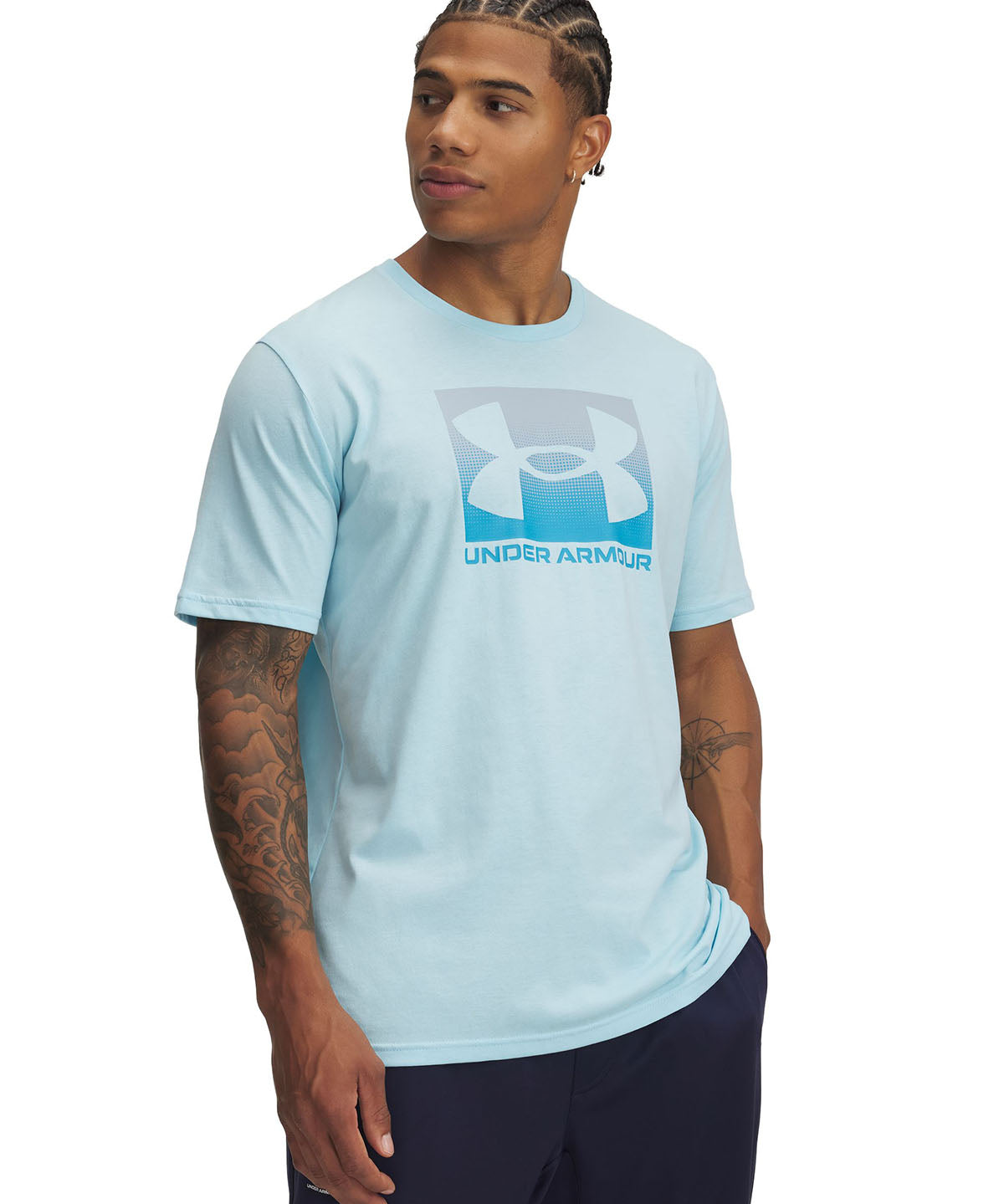 Polera manga corta Under Armour boxed sports azul para hombre