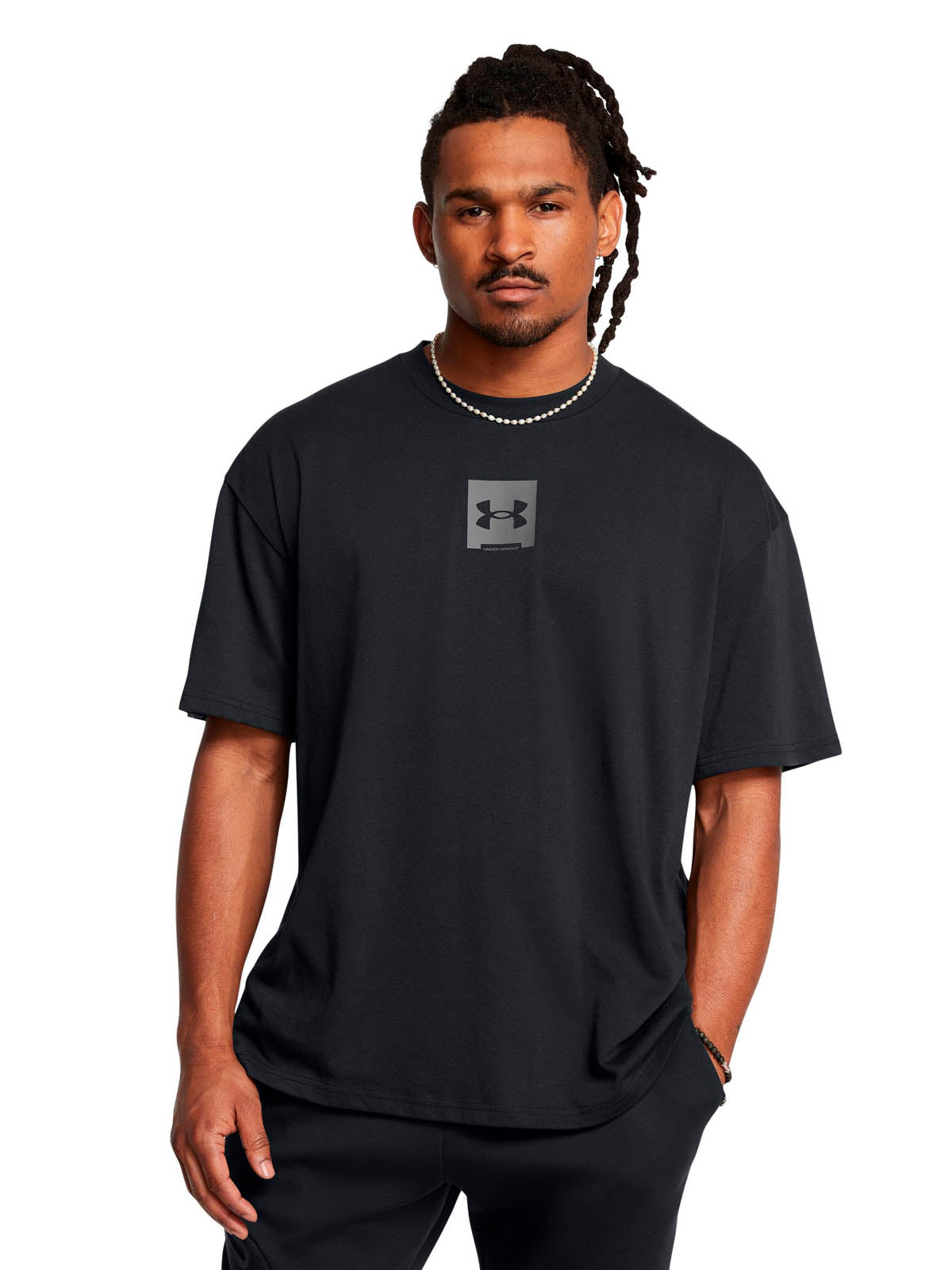 Polera manga corta Under Armour oversized box negro para hombre