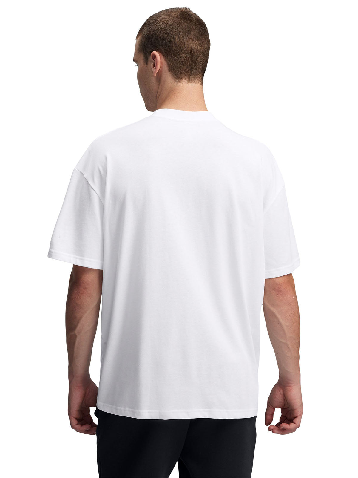 Polera manga corta Under Armour oversized box blanco para hombre
