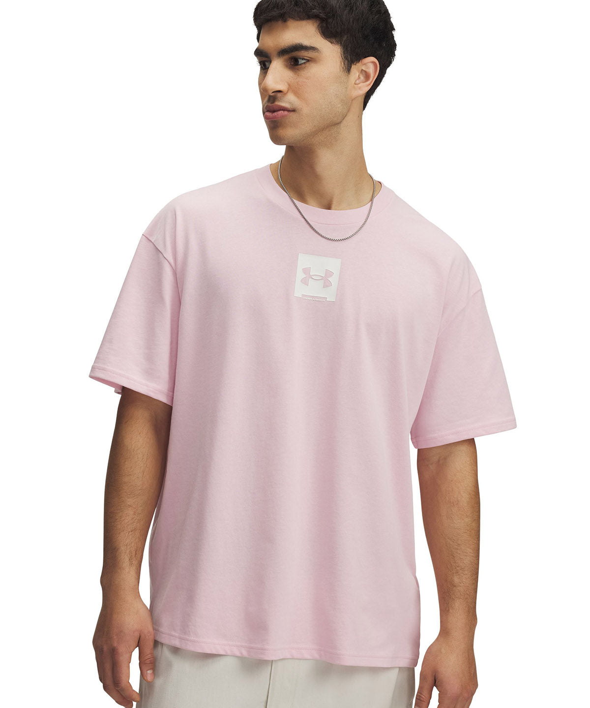 Polera manga corta Under Armour oversized rosado para hombre