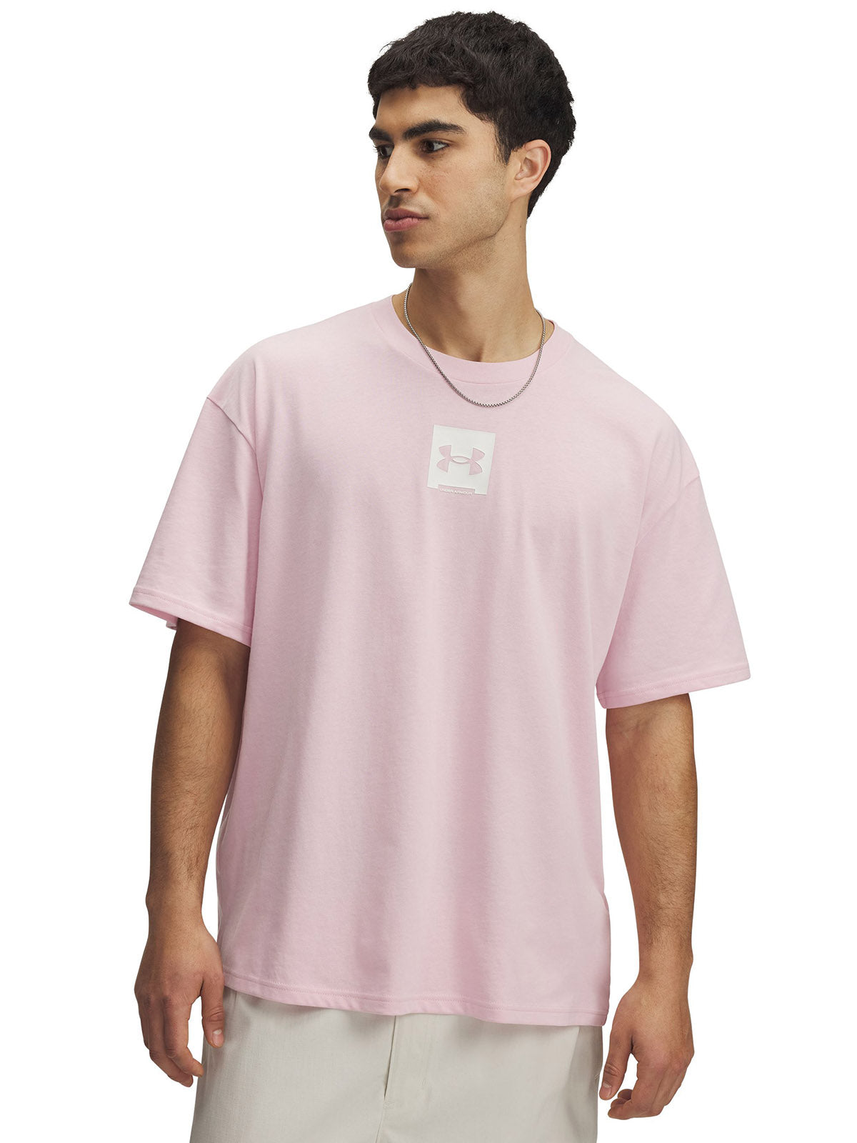Polera manga corta Under Armour oversized rosado para hombre