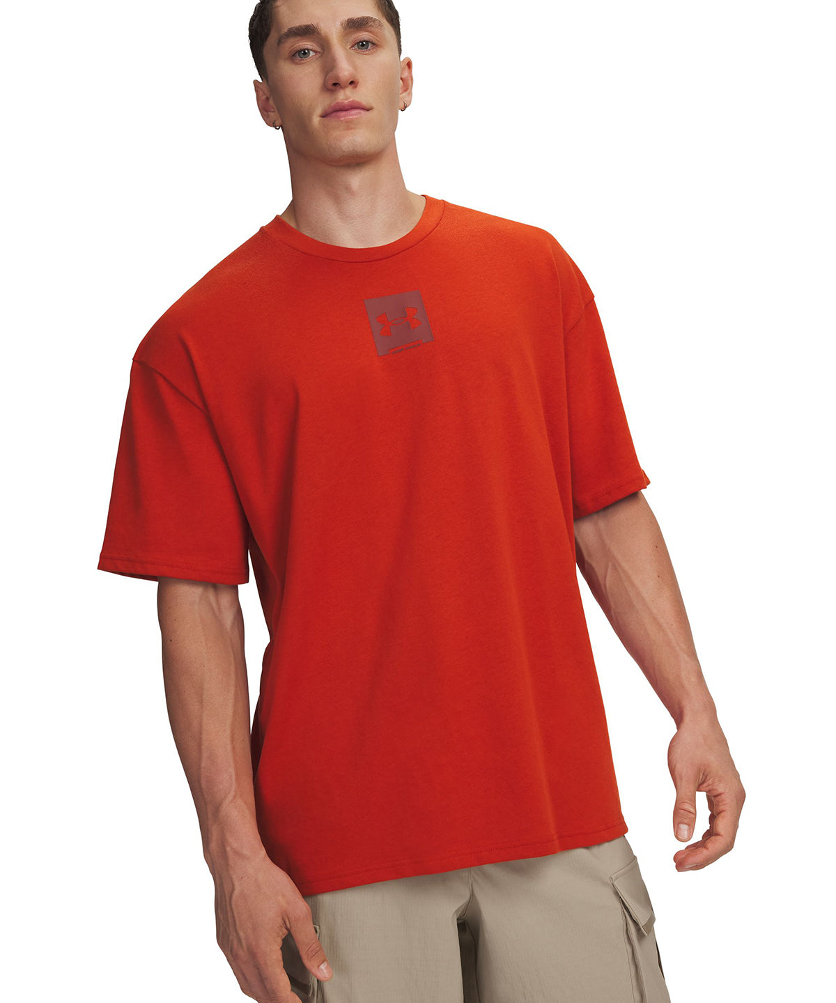 Polera manga corta Lifestyle para hombre Heavyweight Oversized SM Box naranjo Under Armour