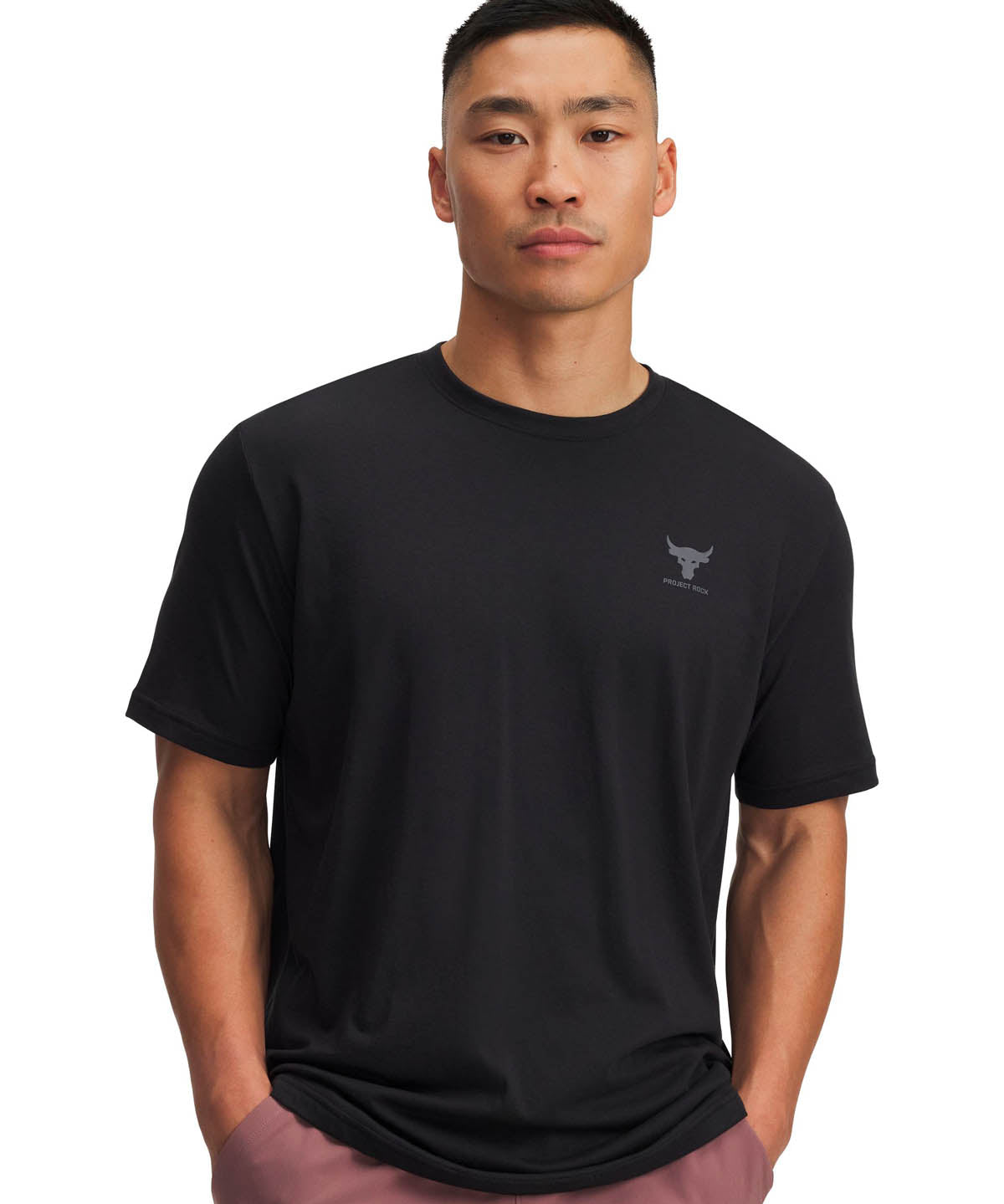 Polera manga corta de entrenamiento para hombre Porject Rock negra Under Armour