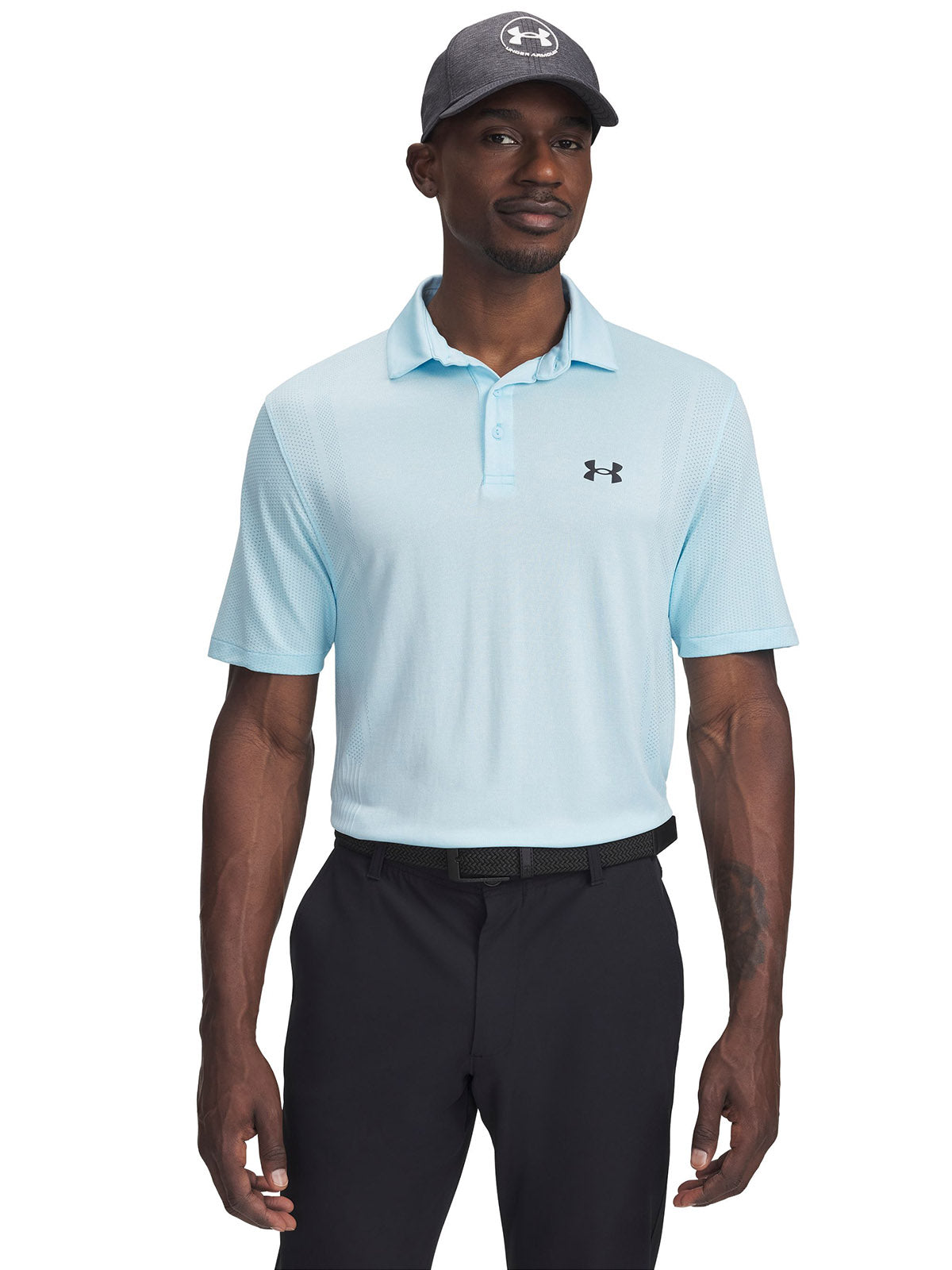 Polera manga corta UA Drive azul para hombre