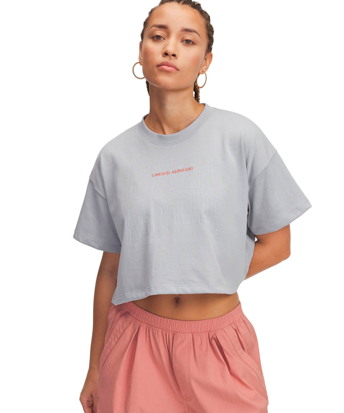 Polera manga corta UA Crop Varsity para mujer