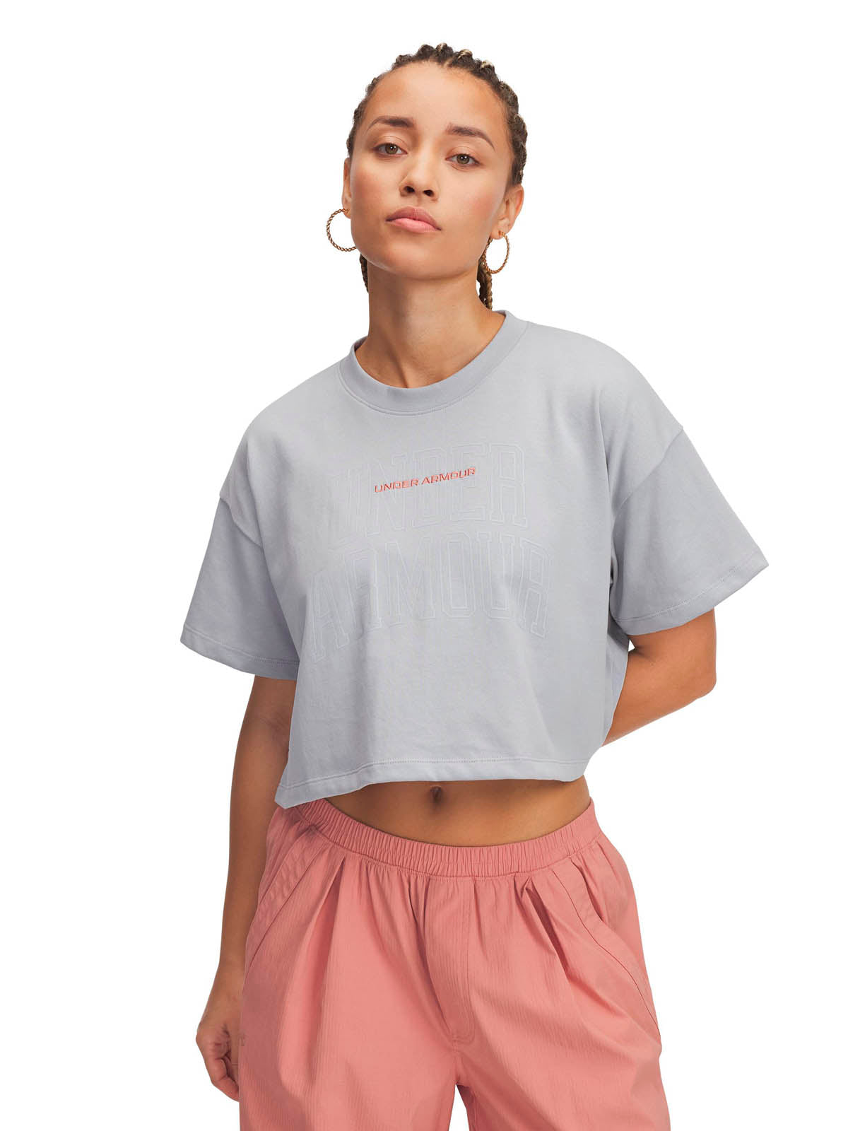 Polera manga corta UA Crop Varsity para mujer