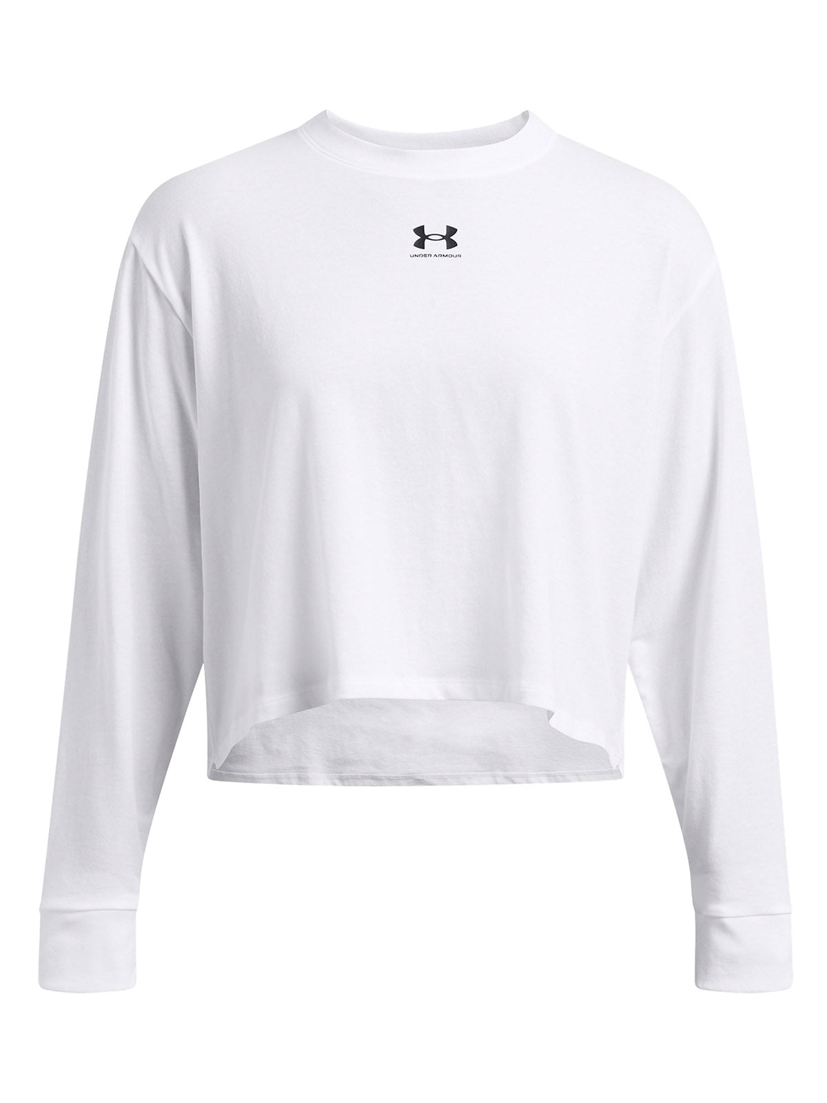 Polera manga larga Under Armour Rival boxy blanco para mujer
