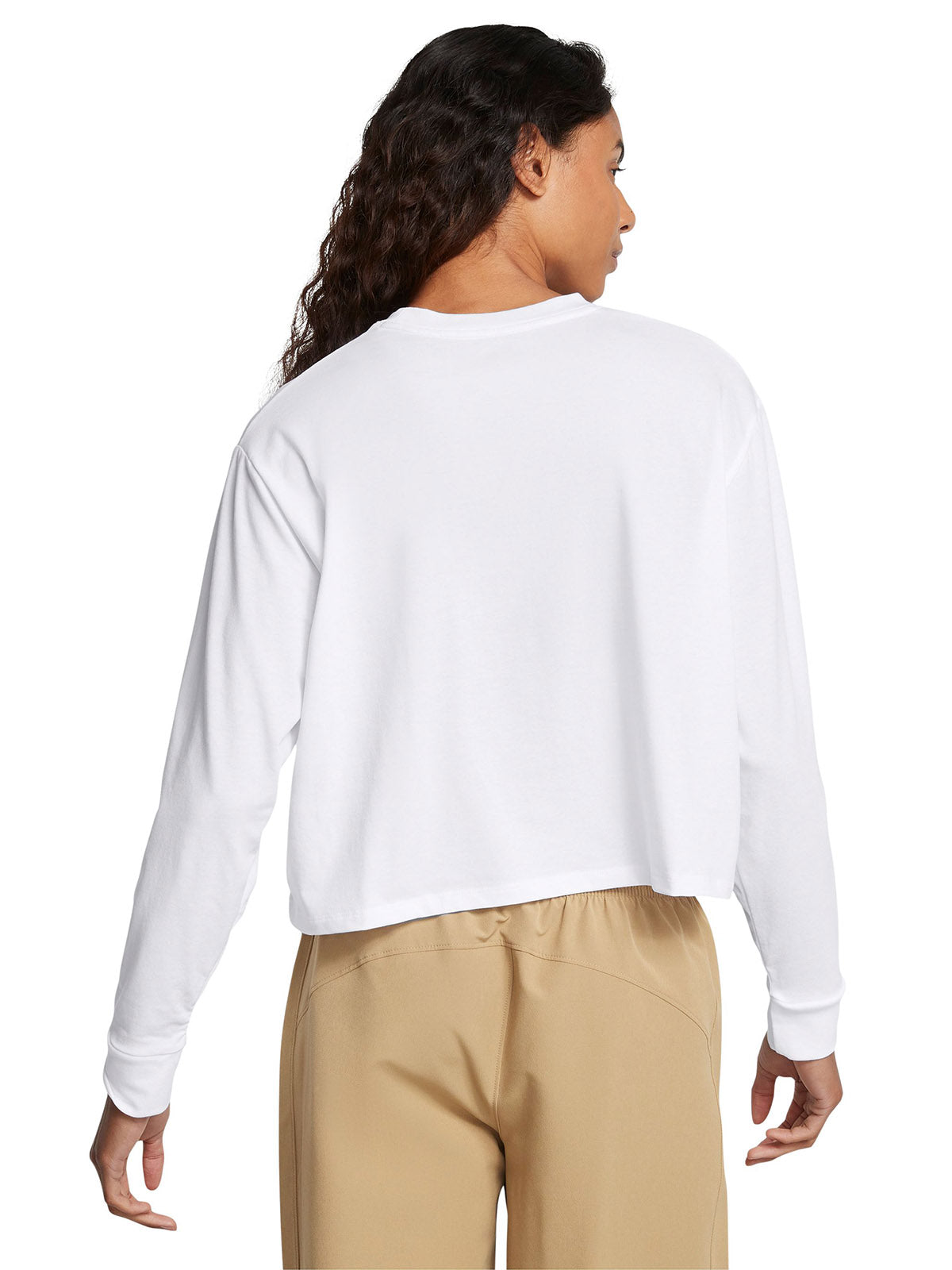 Polera manga larga Under Armour Rival boxy blanco para mujer