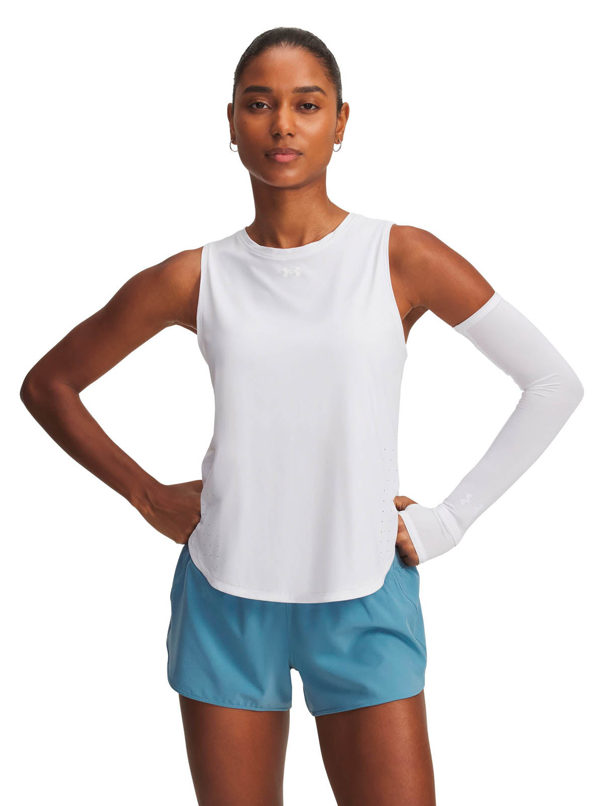 Polera sin mangas Running para mujer Launch Elite blanco Under Armour