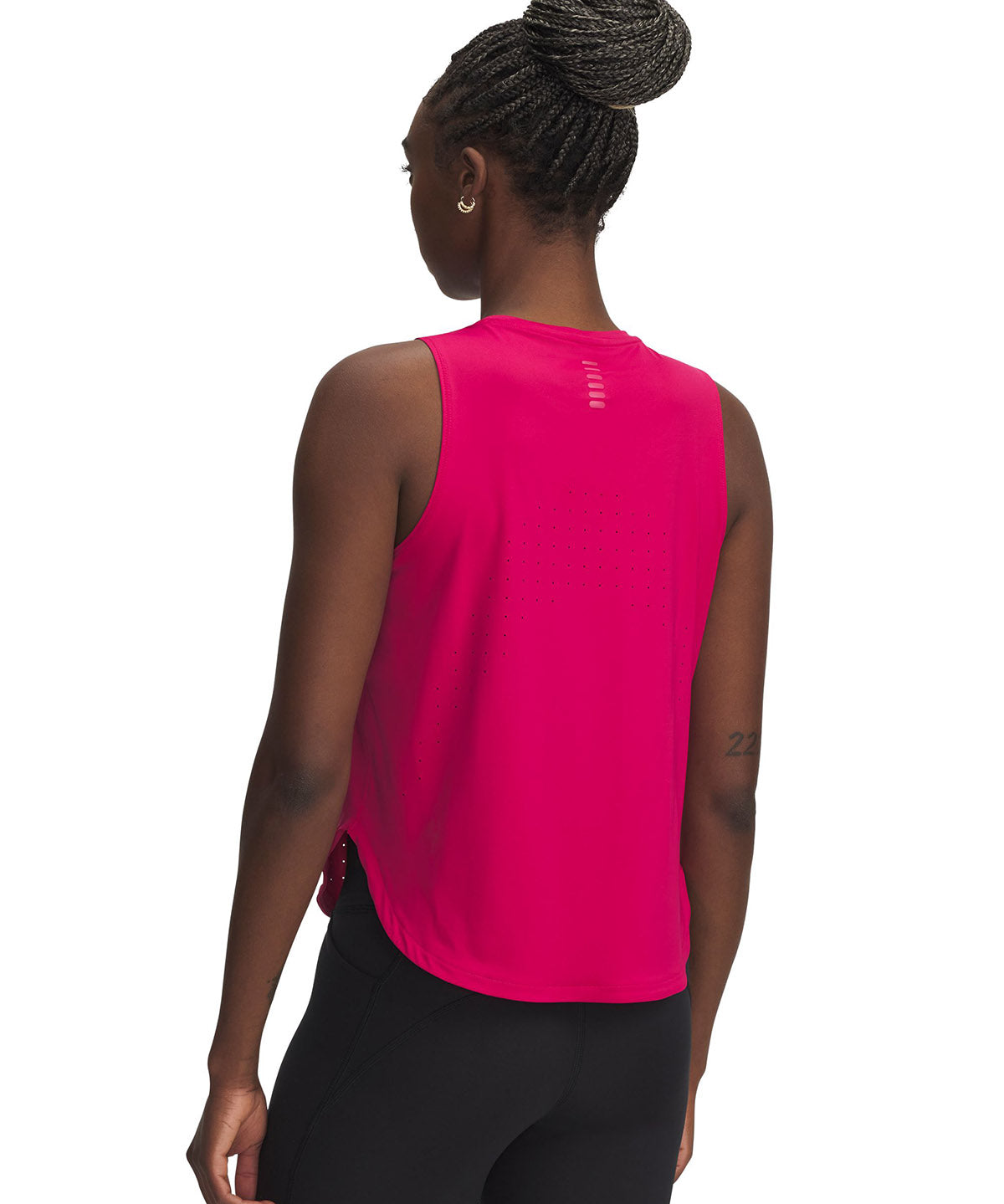 Polera sin mangas UA Launch Elite morado para mujer