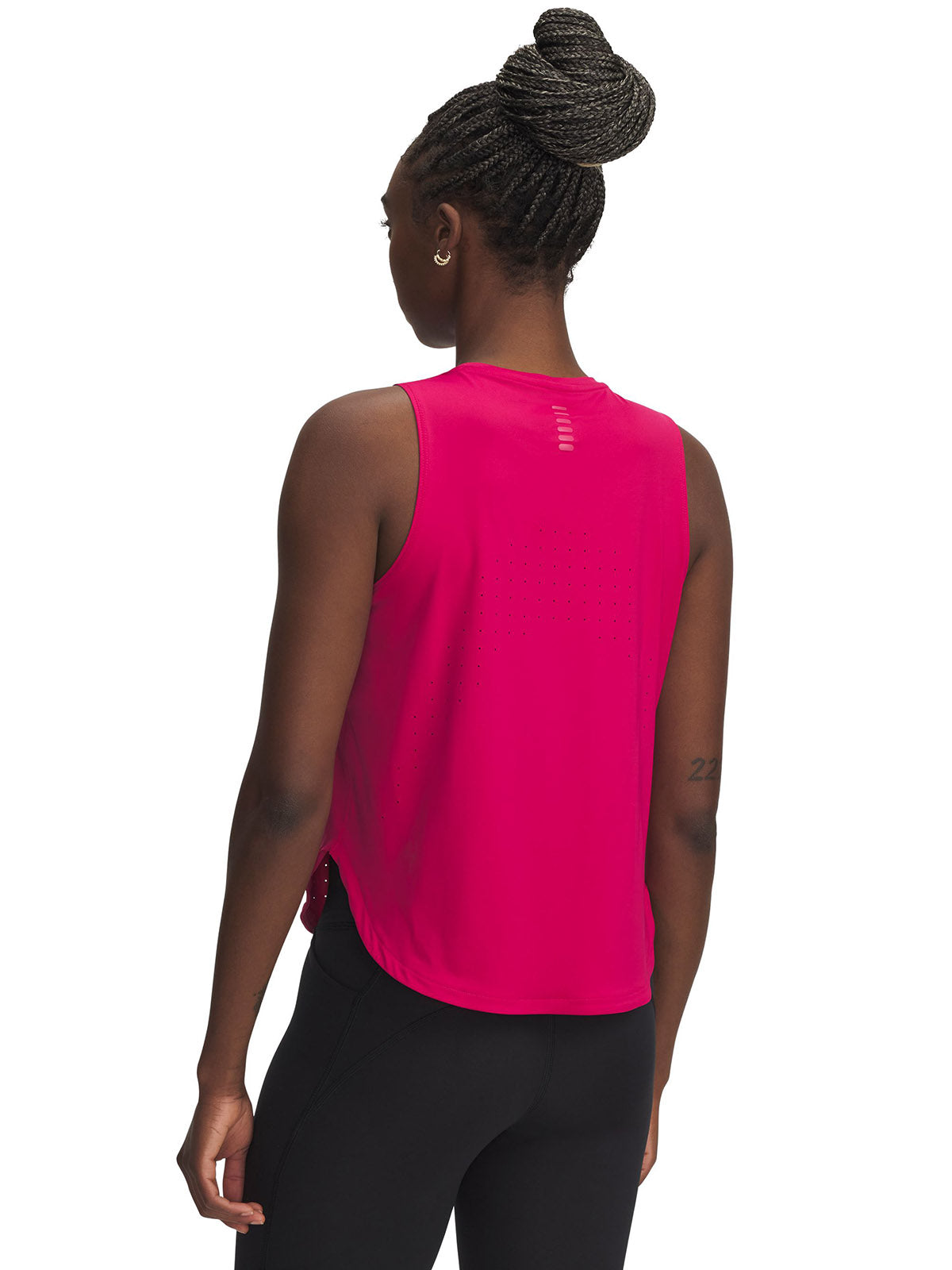 Polera sin mangas UA Launch Elite morado para mujer