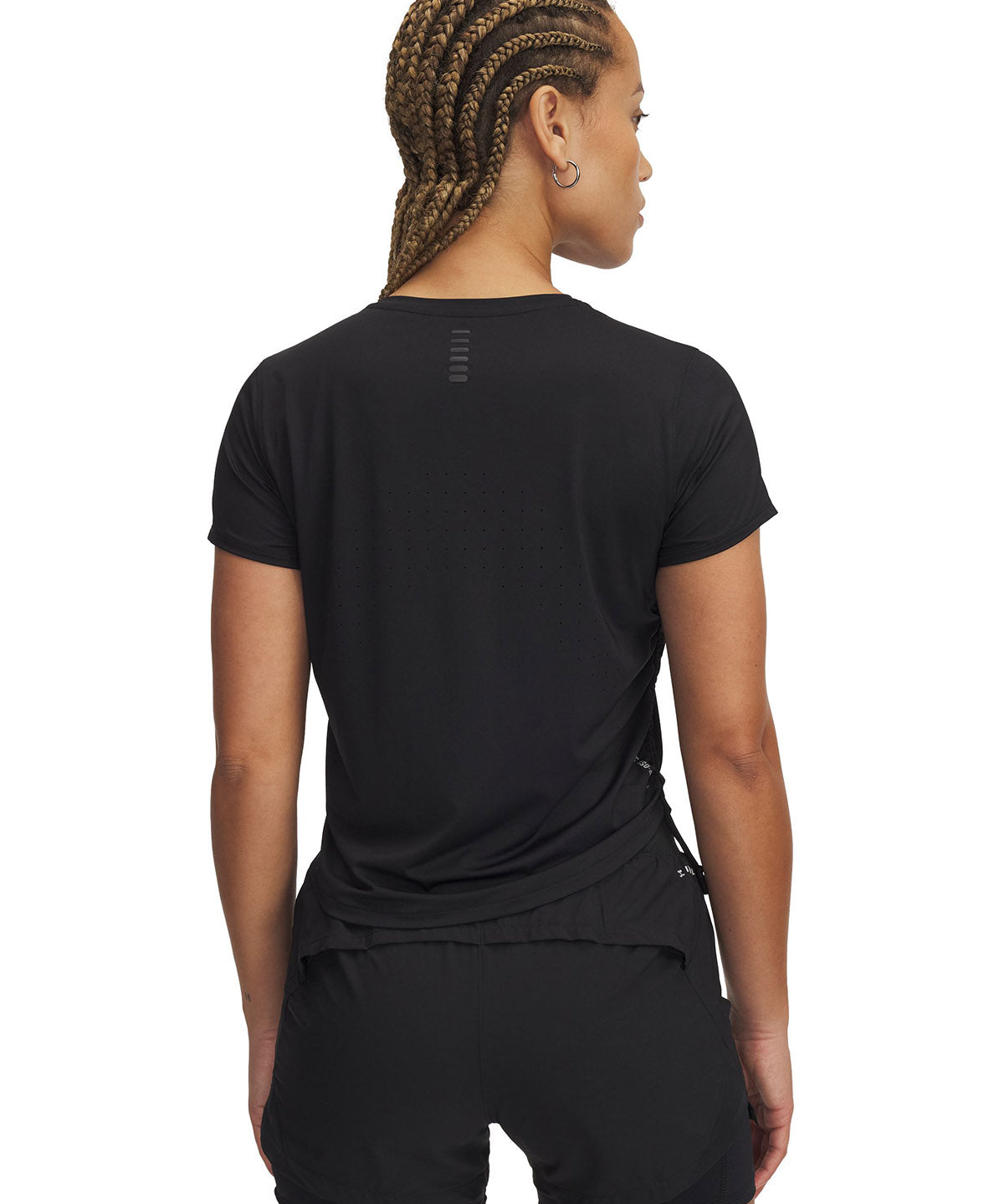 Polera manga corta UA Launch Elite negro para mujer