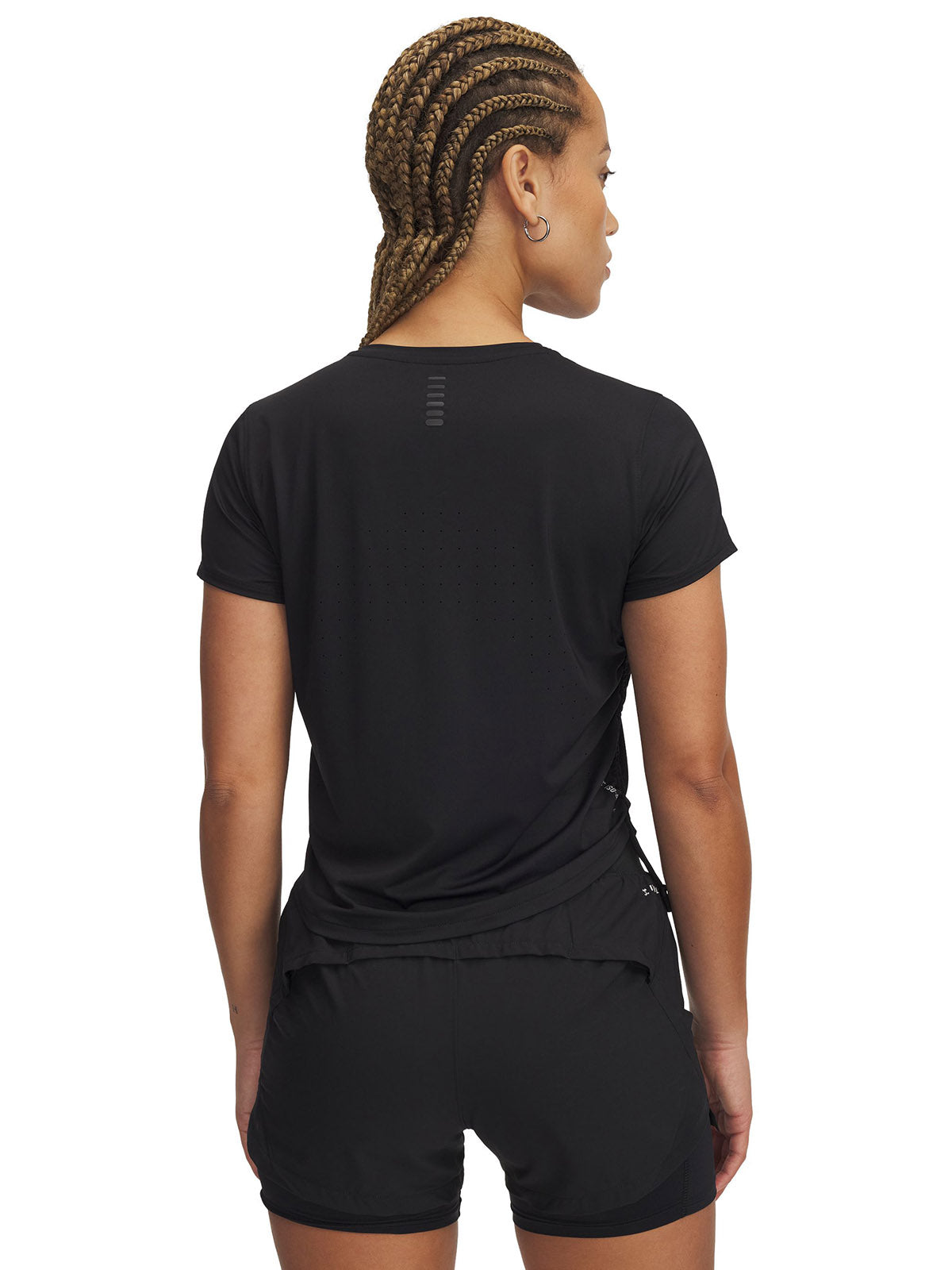 Polera manga corta UA Launch Elite negro para mujer