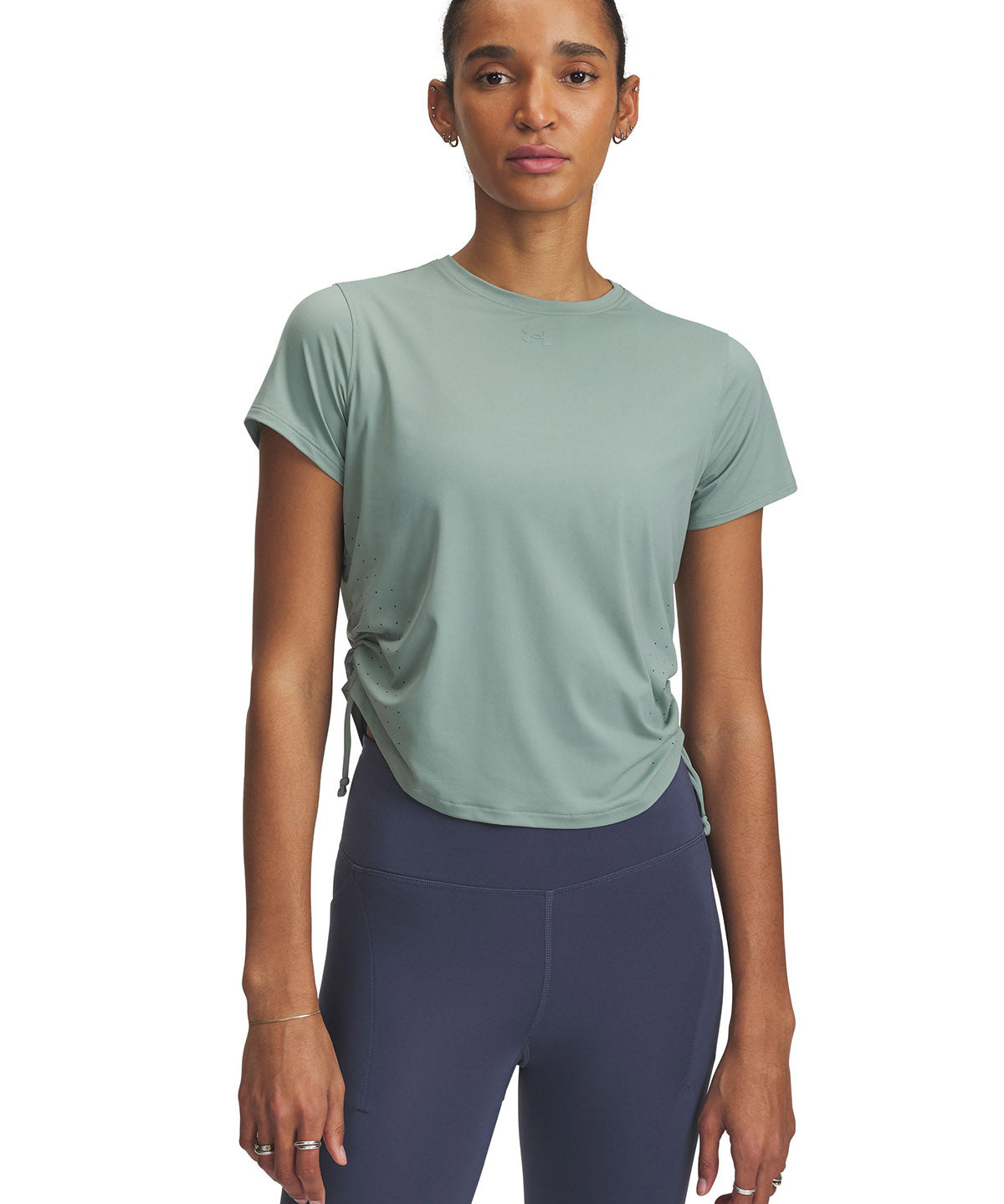 Polera manga corta UA Launch Elite verde para mujer