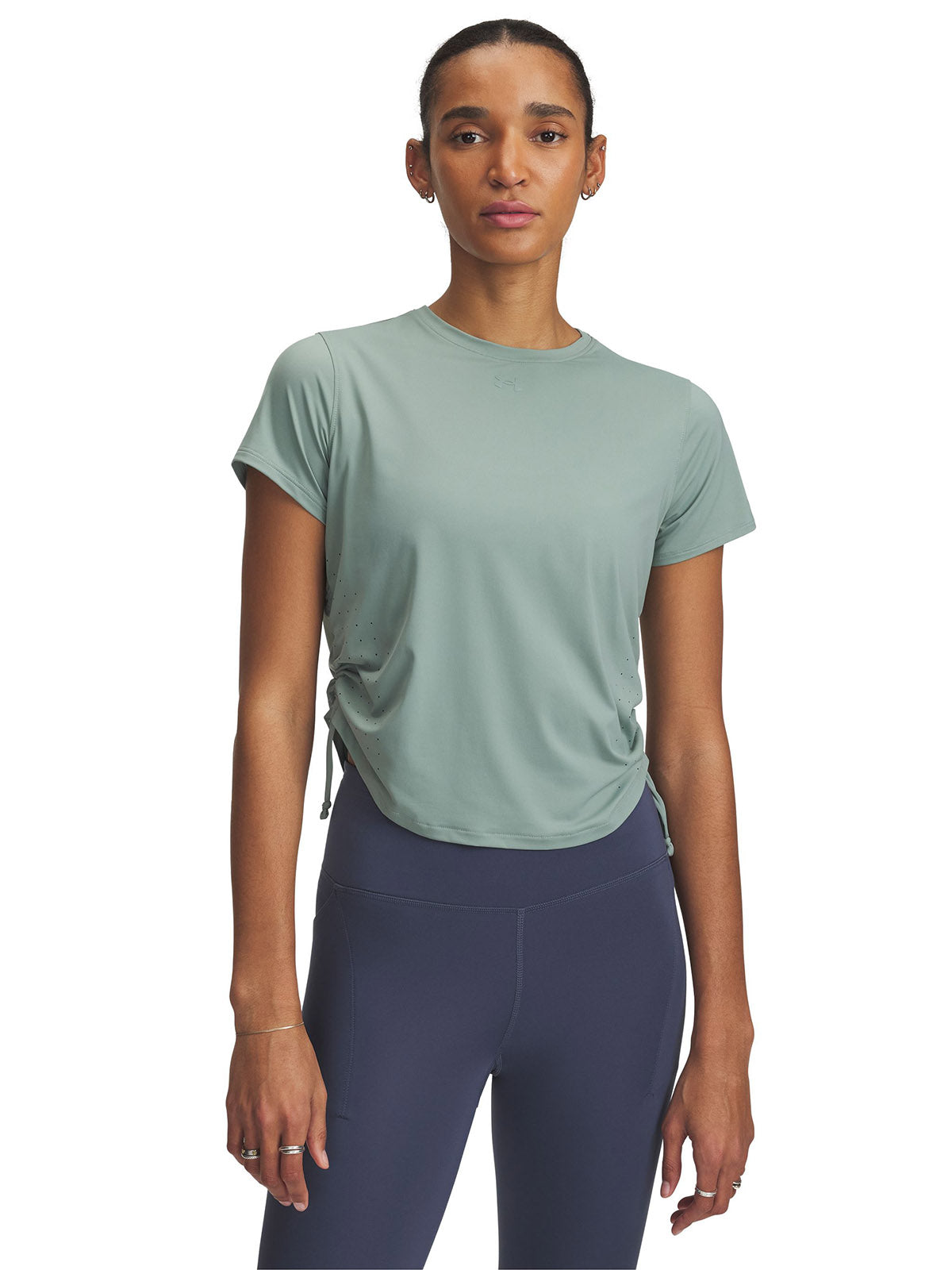 Polera manga corta UA Launch Elite verde para mujer