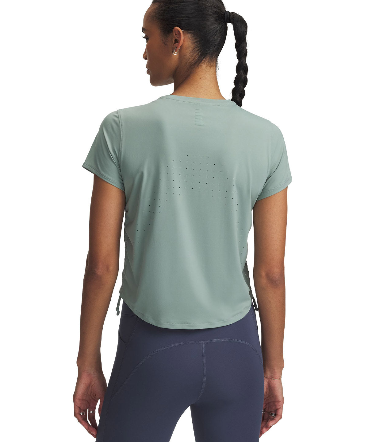 Polera manga corta UA Launch Elite verde para mujer