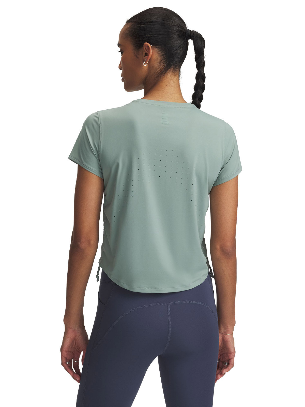 Polera manga corta UA Launch Elite verde para mujer