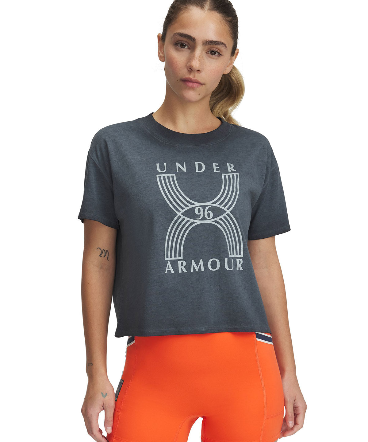 Polera manga corta UA Run 96 negro para mujer