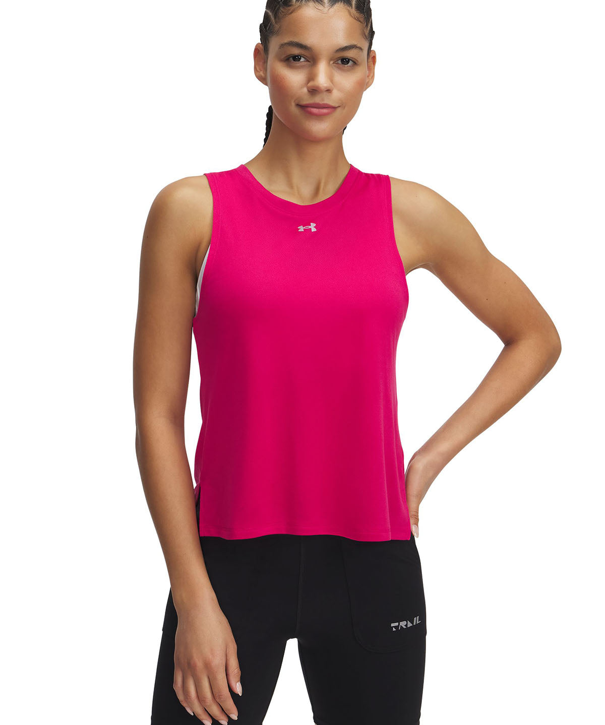 Polera sin mangas UA Trail Run morado para mujer