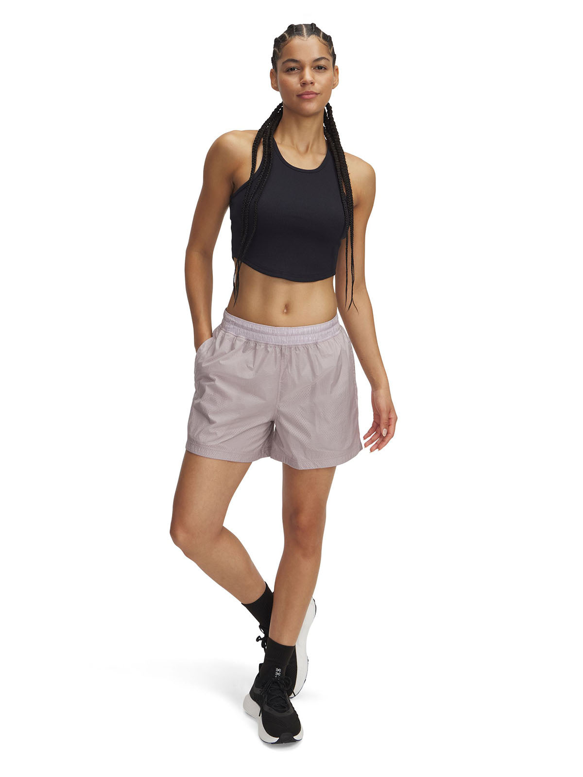Shorts Under Armour Rival Woven gris para mujer