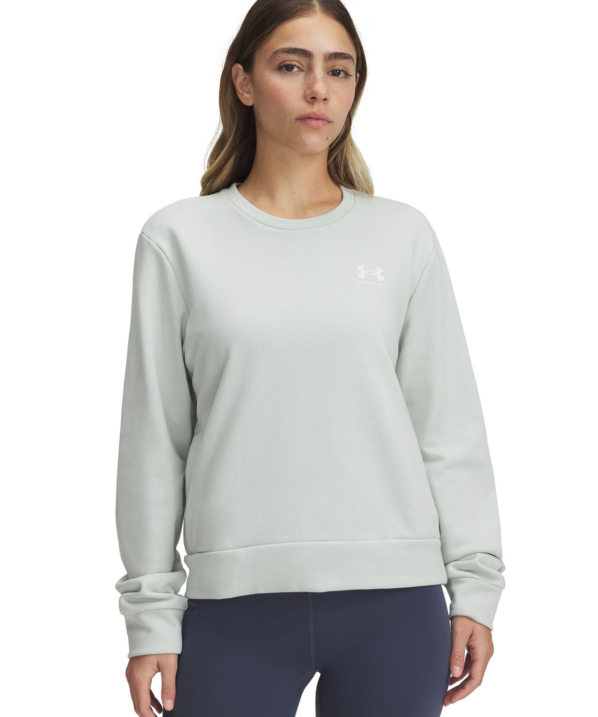 Polerón UA Rival Terry Crew verde para mujer