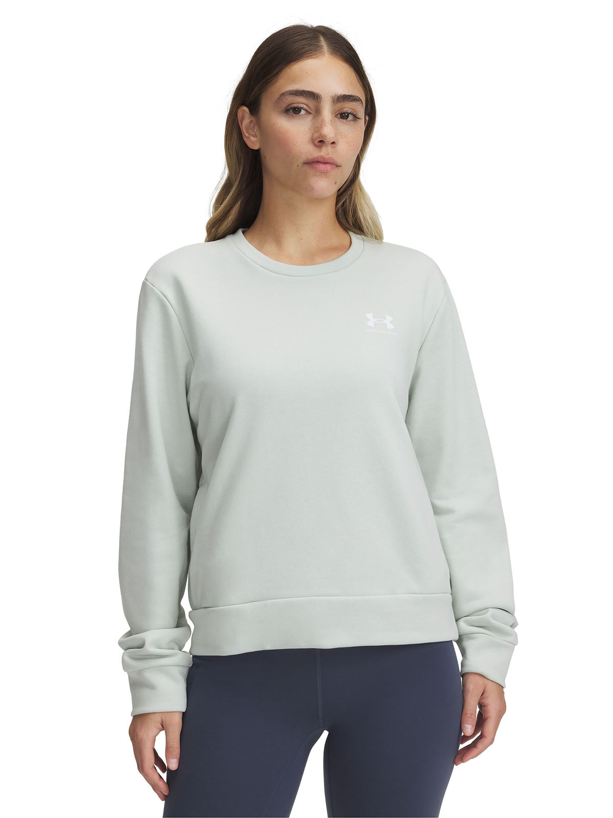 Polerón UA Rival Terry Crew verde para mujer