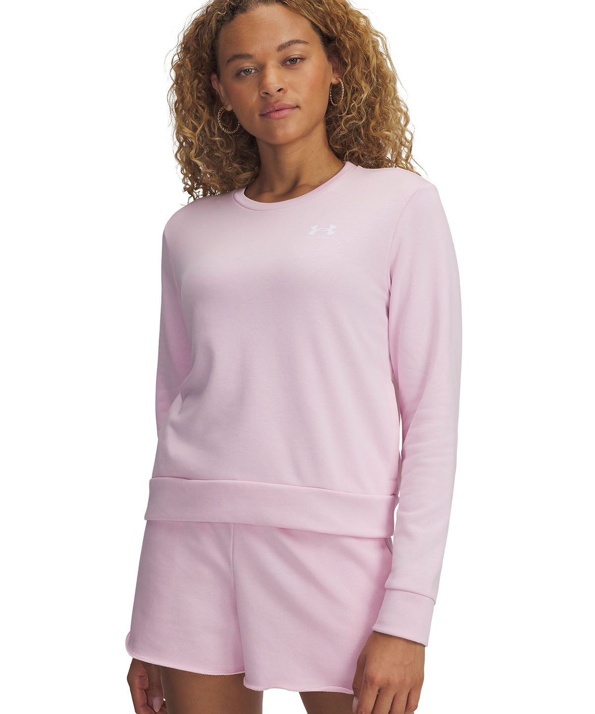 Polerón UA Rival Terry Crew rosado para mujer